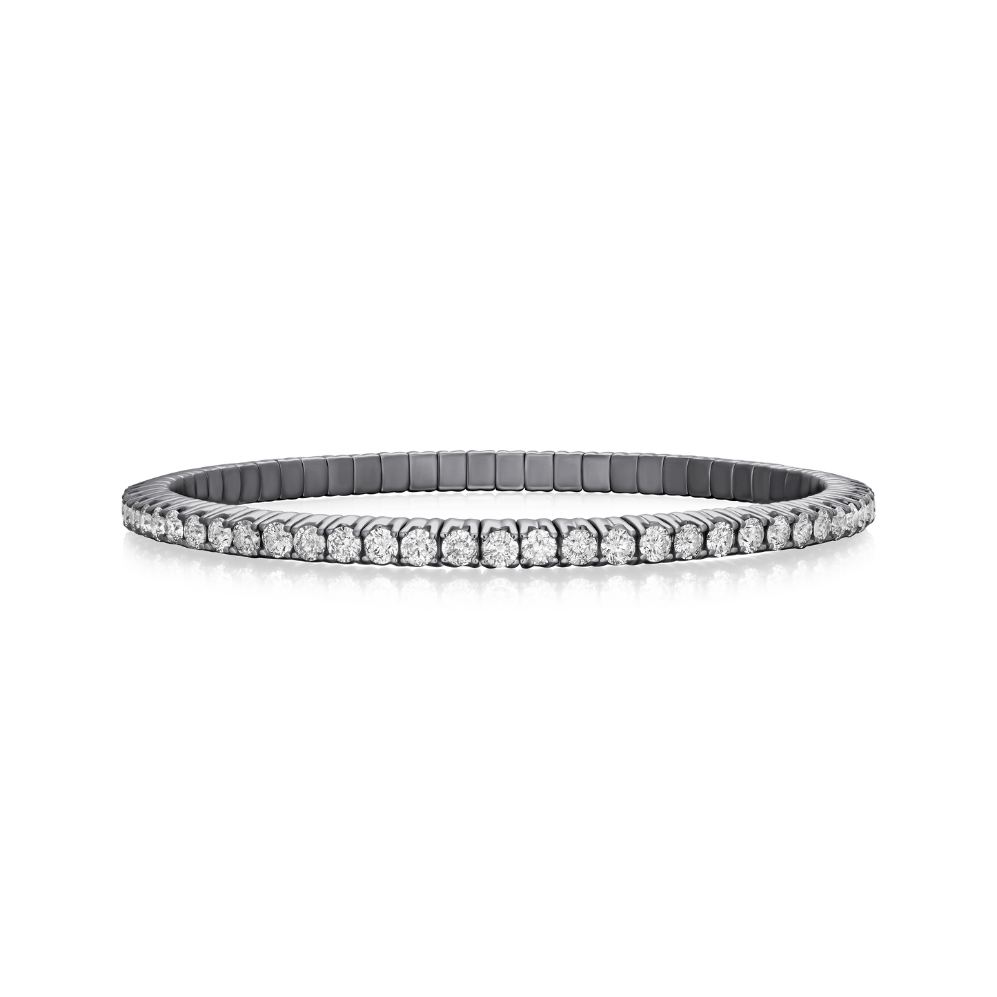 4.54cts Round Brilliant Cut Diamond Flex Bracelet, Black Rhodium Plated