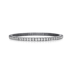 4.54cts Round Brilliant Cut Diamond Flex Bracelet, Black Rhodium Plated