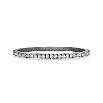 4.54cts Round Brilliant Cut Diamond Flex Bracelet, Black Rhodium Plated