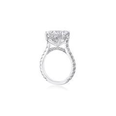 8.02ct Cushion Cut Diamond Ring With Diamond Set Shoulders and Bezels