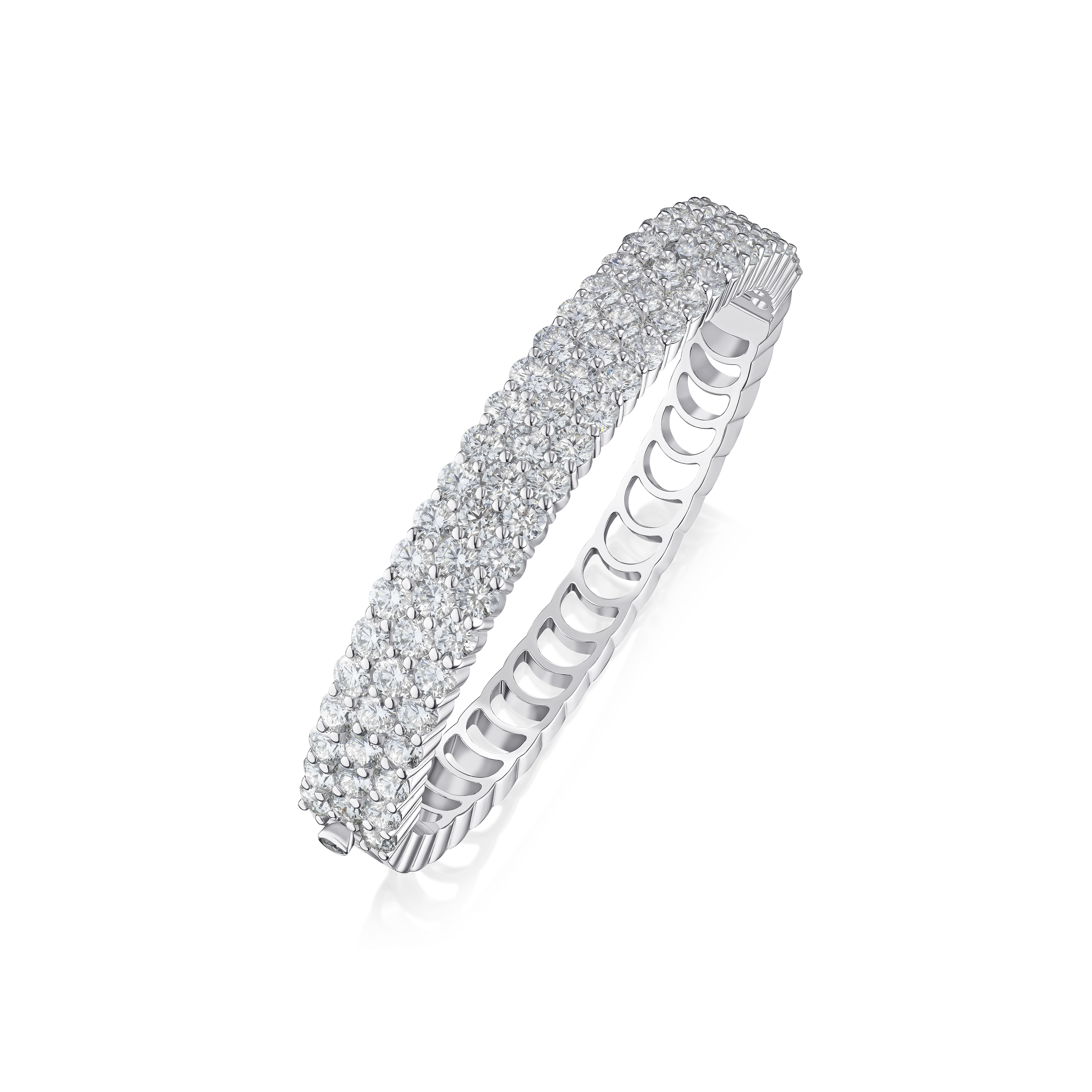 11.50cts Diamond Set Three Row Wave Bangle