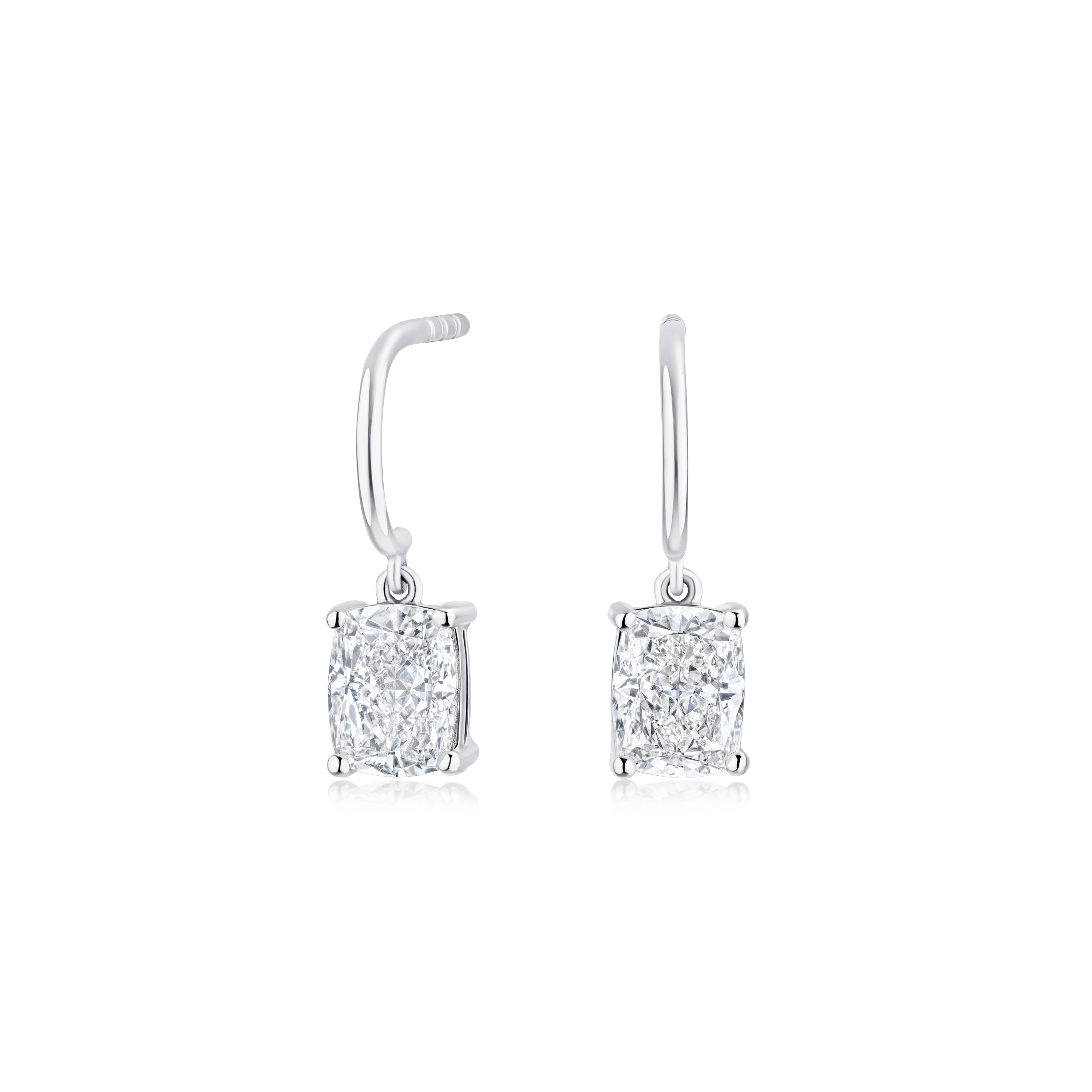 2.11ct Radiant Cut Diamond Drop Hoop Earrings