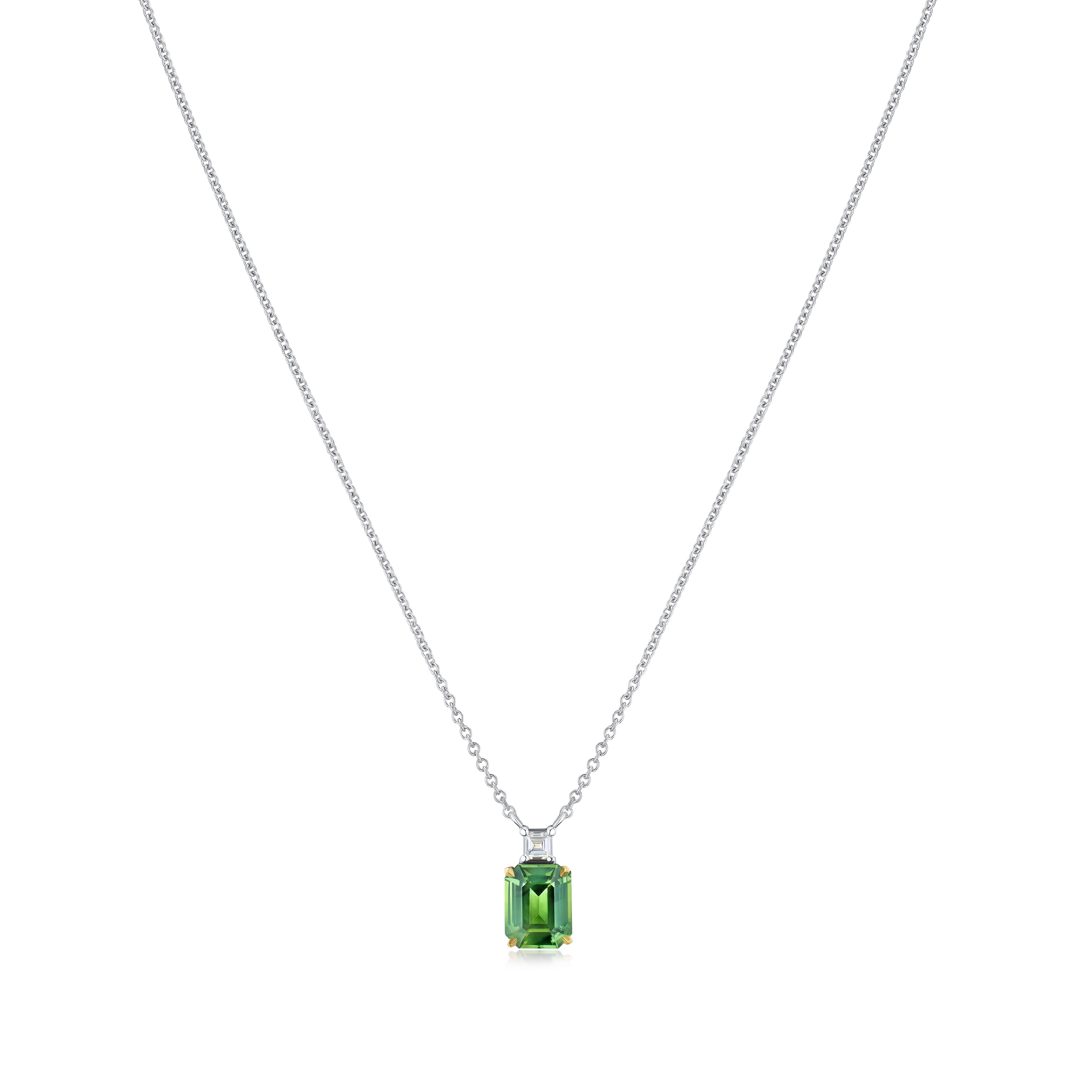 2.20cts Green Sapphire and Diamond Pendant