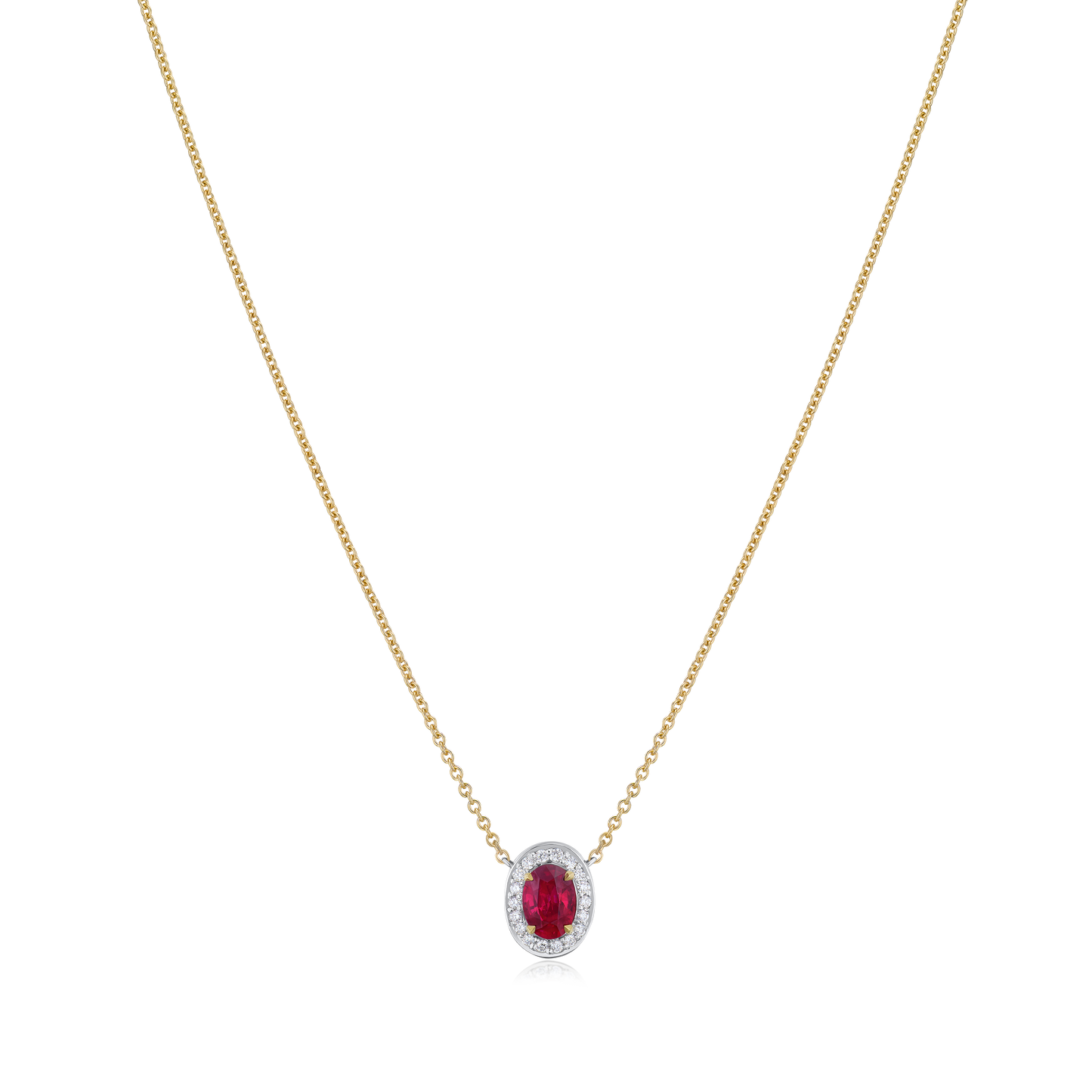 1.02cts Burmese Ruby and Diamond Cluster Pendant