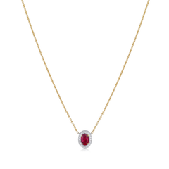 1.02cts Burmese Ruby and Diamond Cluster Pendant