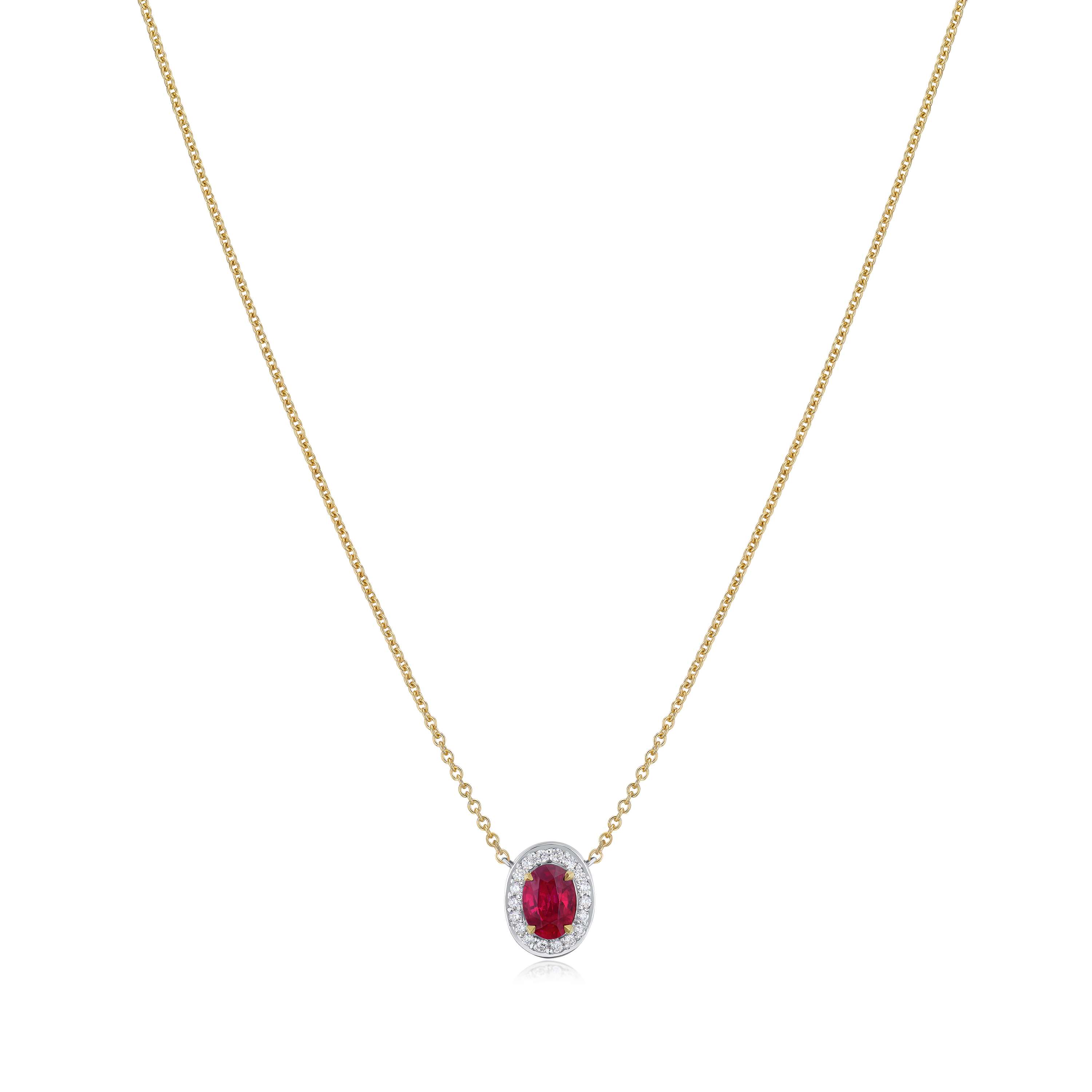 1.02cts Burmese Ruby and Diamond Cluster Pendant