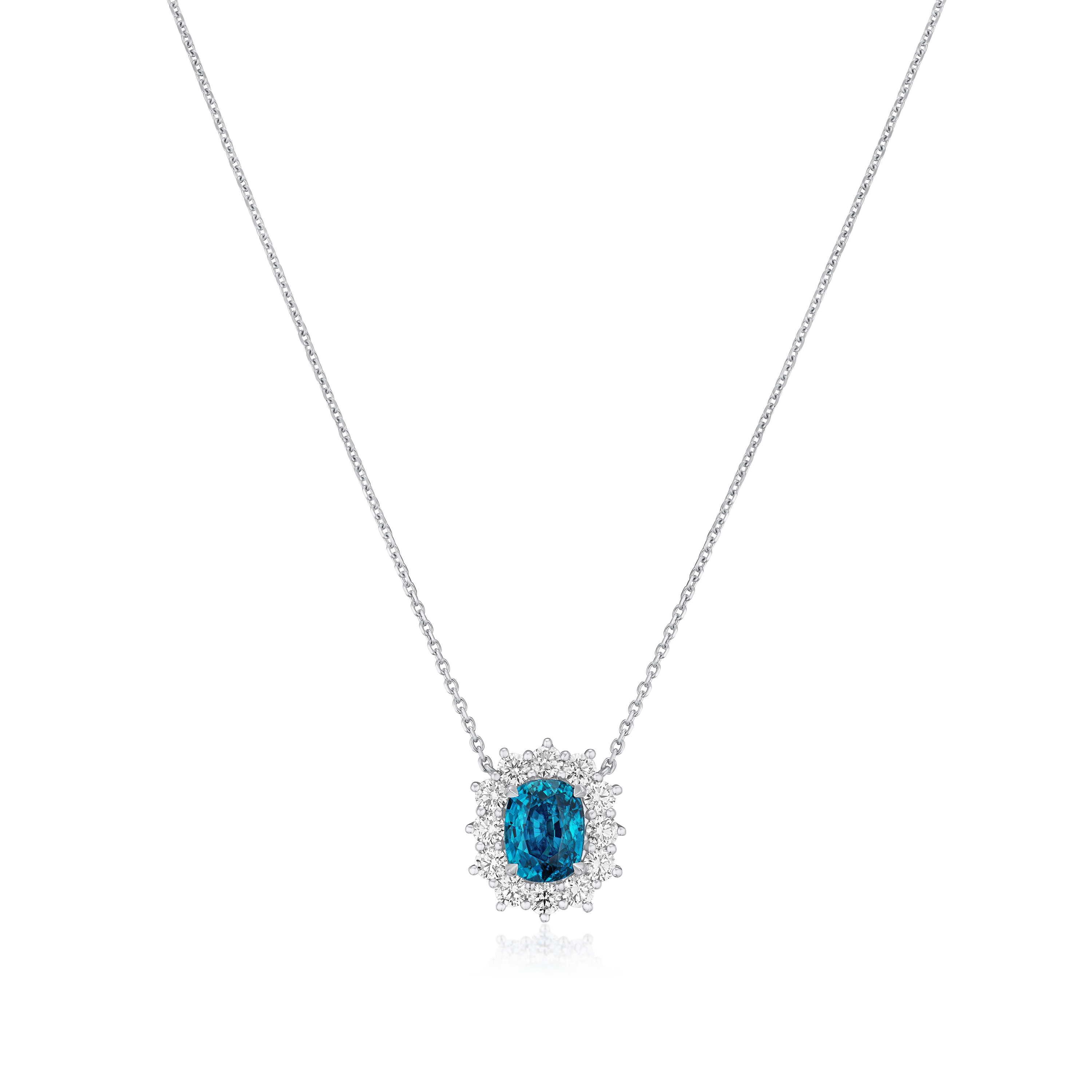 5.56cts Vivid Blue Zircon Ravello Cluster Pendant