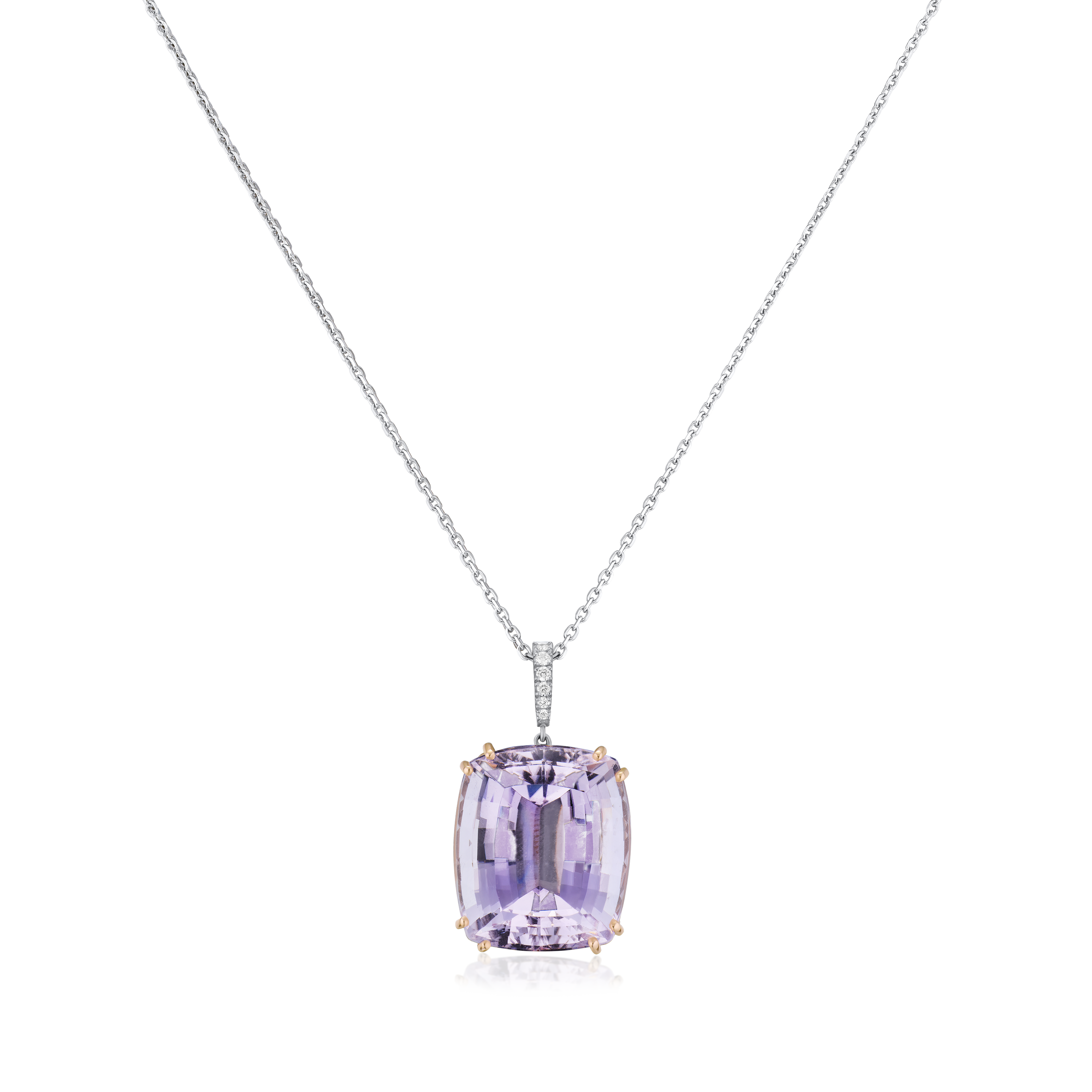 25.09cts Kunzite Pendant With A Diamond Set Bale