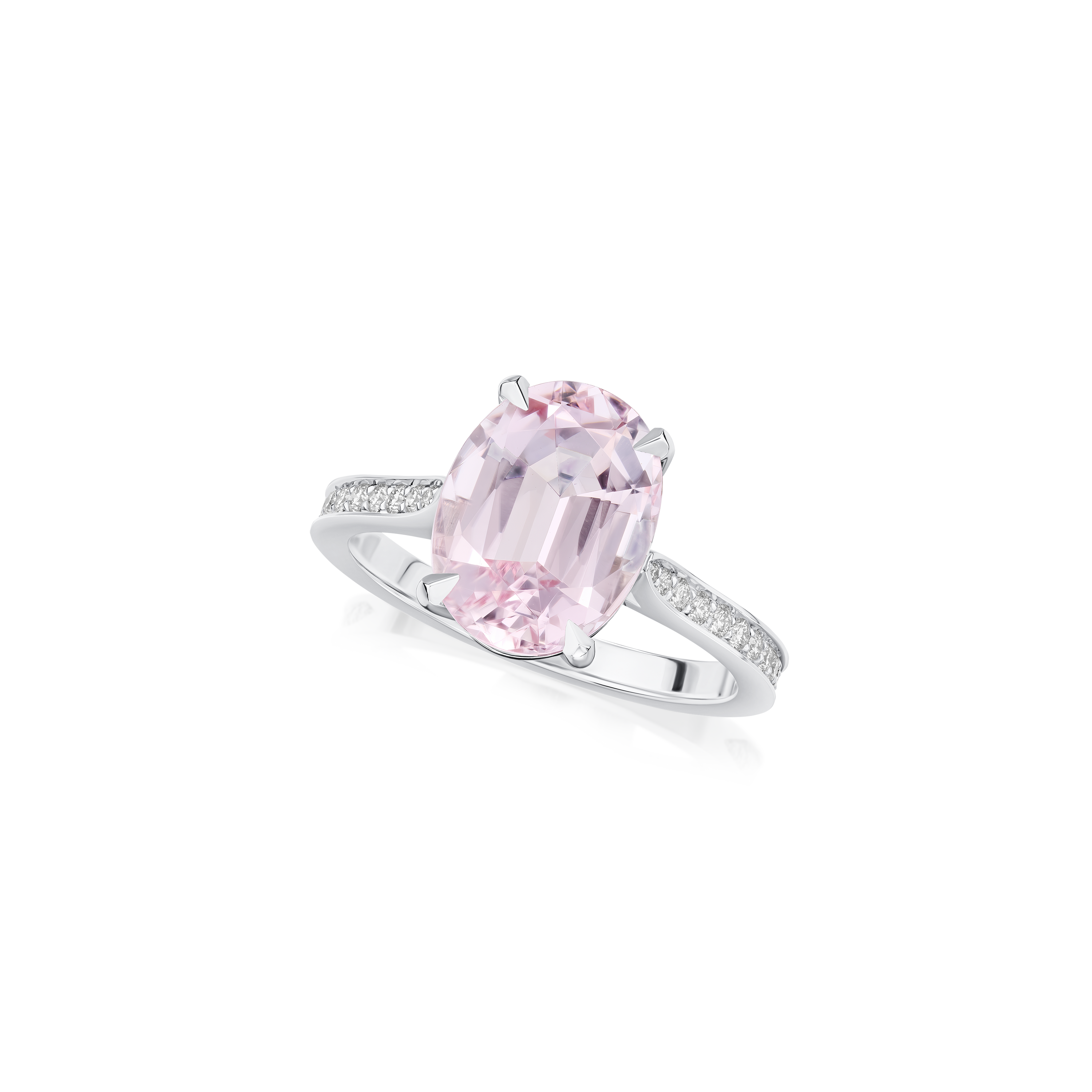 3.16cts Morganite Ring With Diamond Set Shoulders