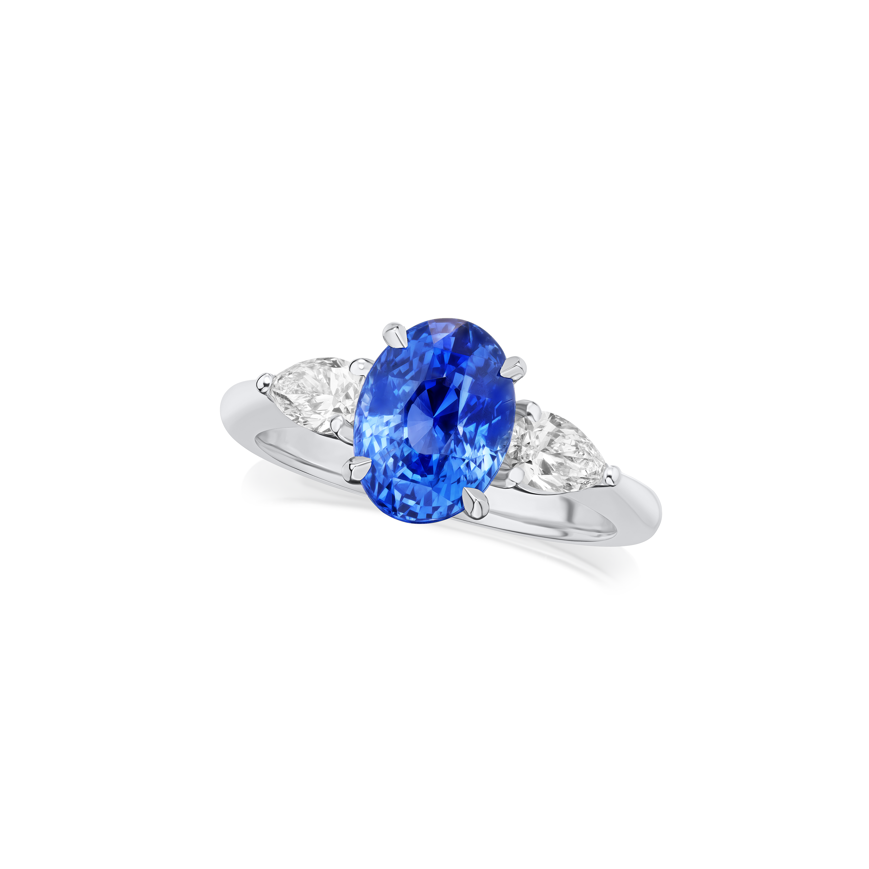 3.06cts Sapphire and Diamond Three Stone Ring