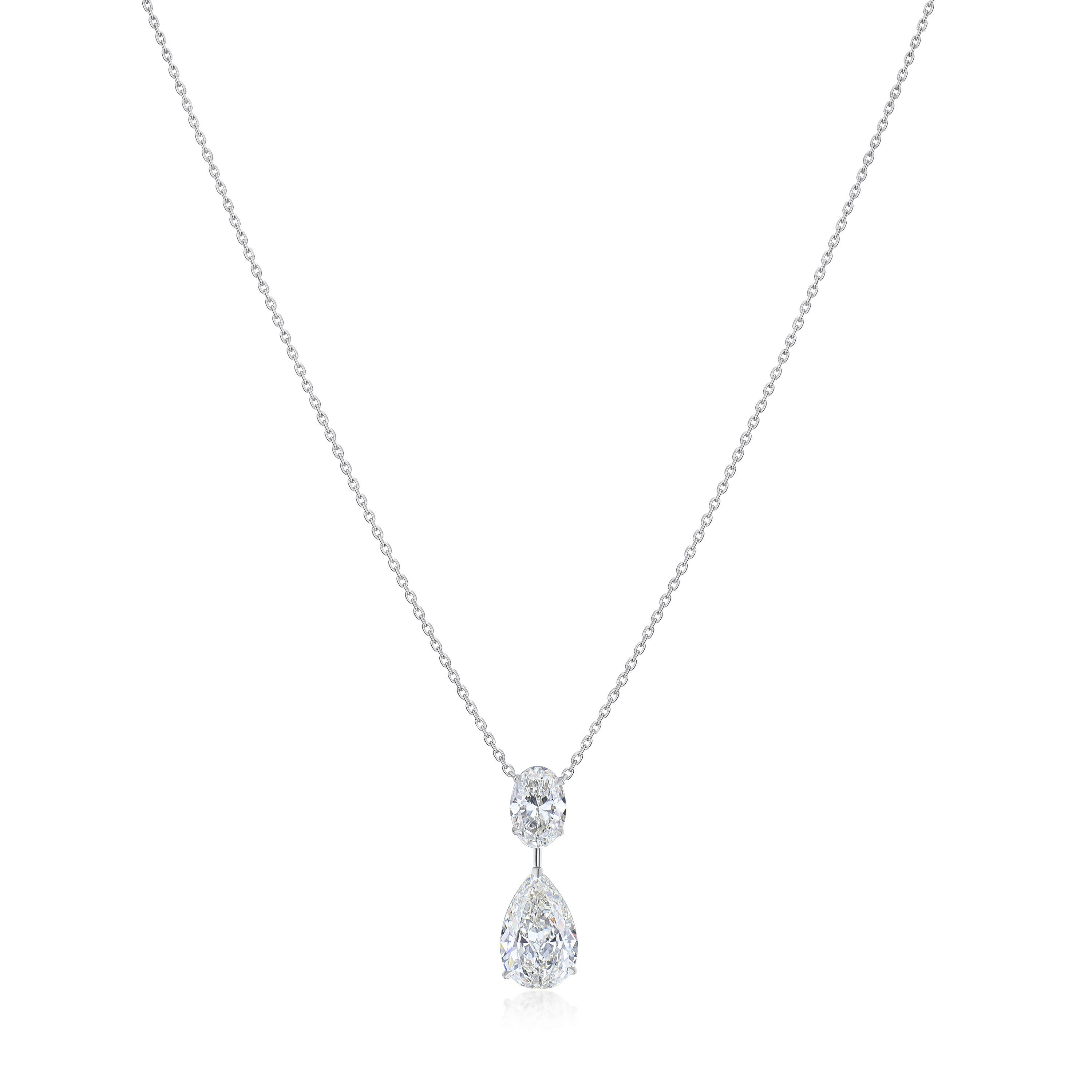 3.02ct Pear and Oval Diamond Drop Pendant