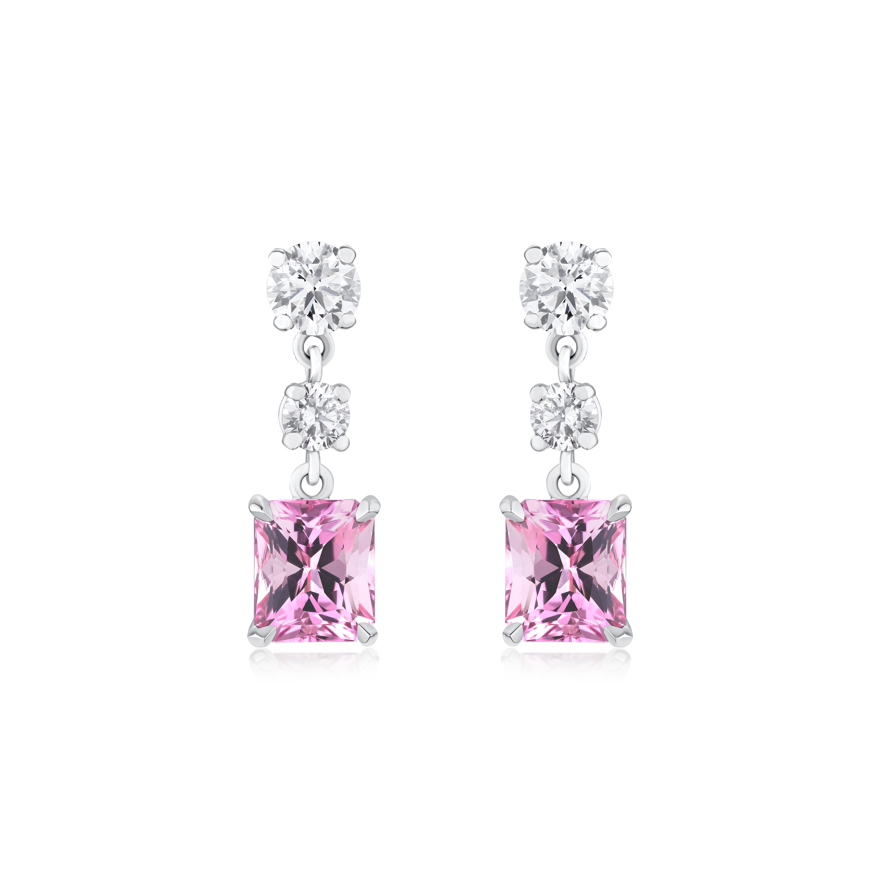 1.97ct Pink Tourmaline and Diamond Drop Earrings
