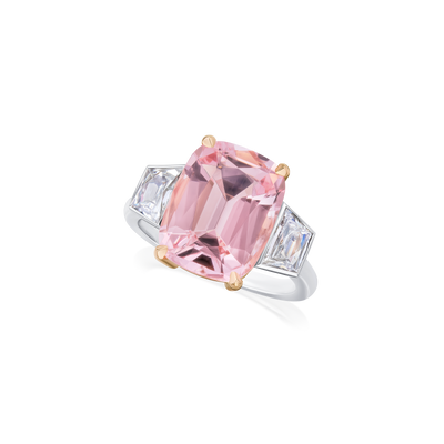 5.21cts Morganite and Diamond Three Stone Ring