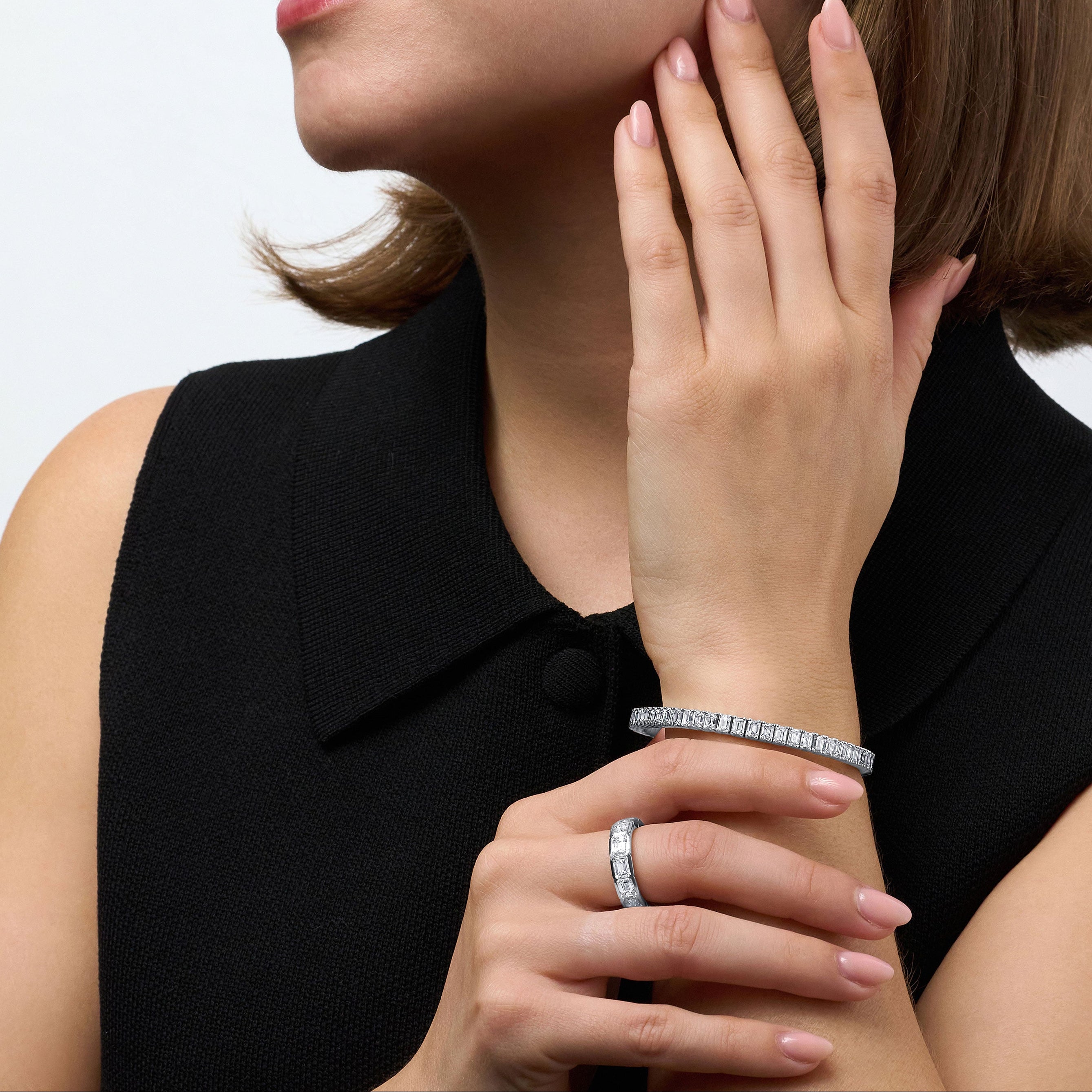 6.81ct Emerald Cut Diamond Full Eternity Ring