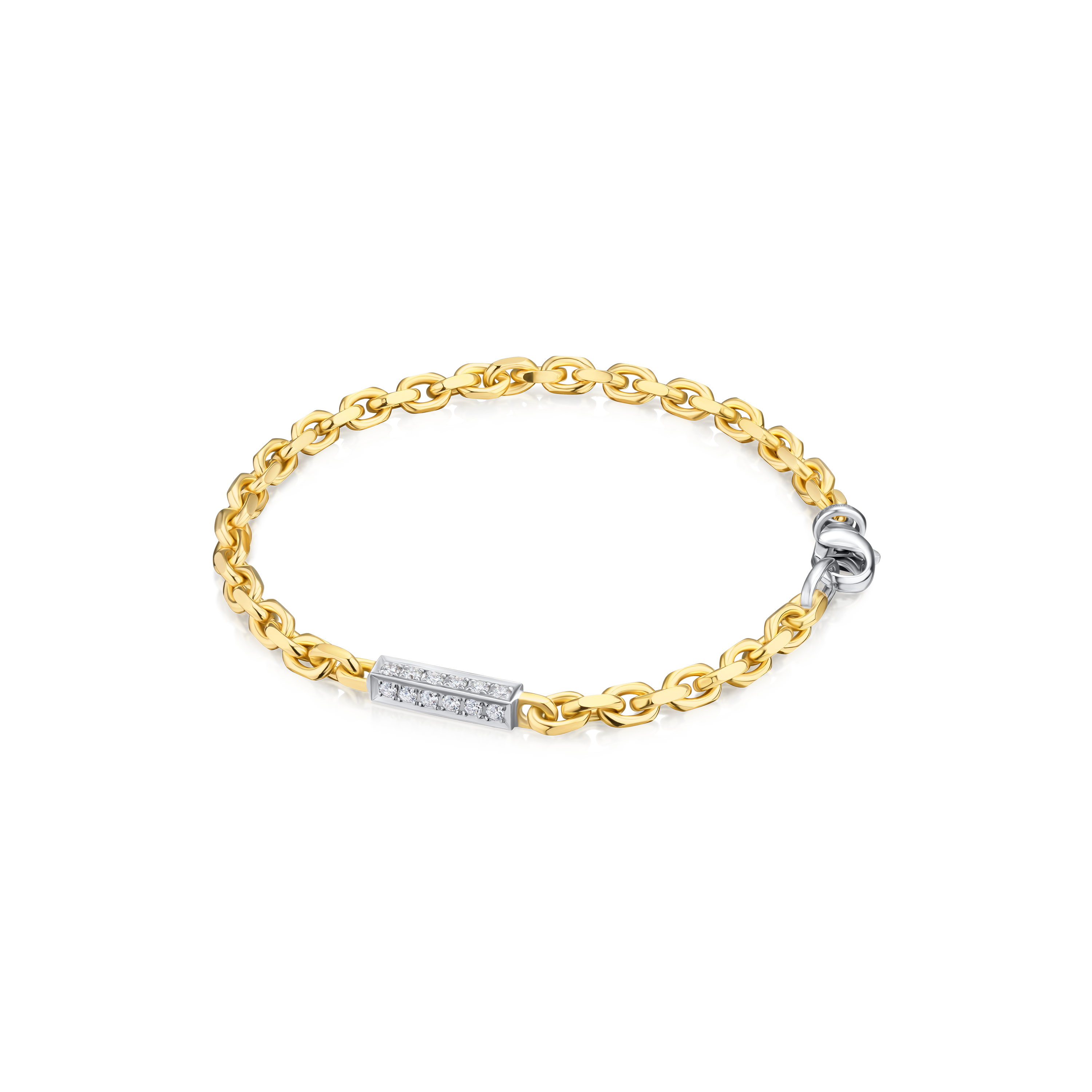 18ct Yellow Gold Bracelet With Diamond Set Bar