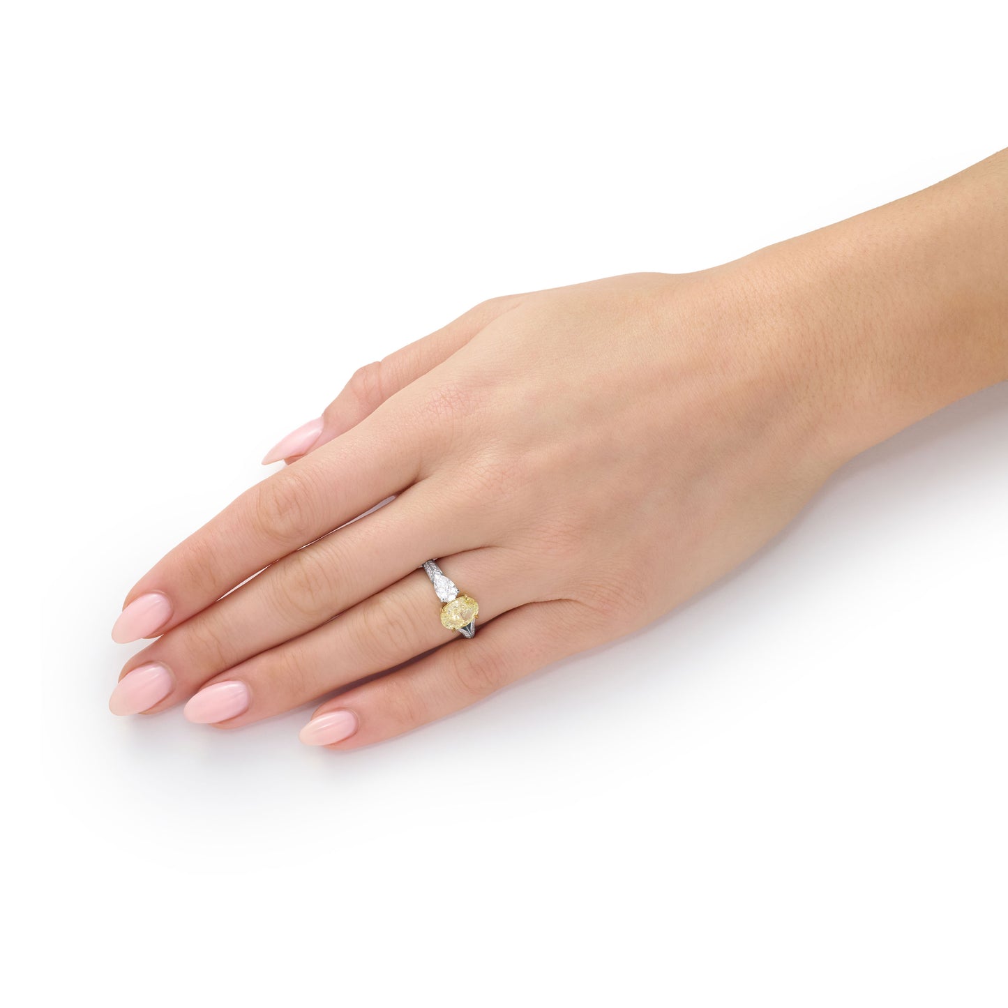 1.88ct Yellow and White Diamond Two Stone Ring