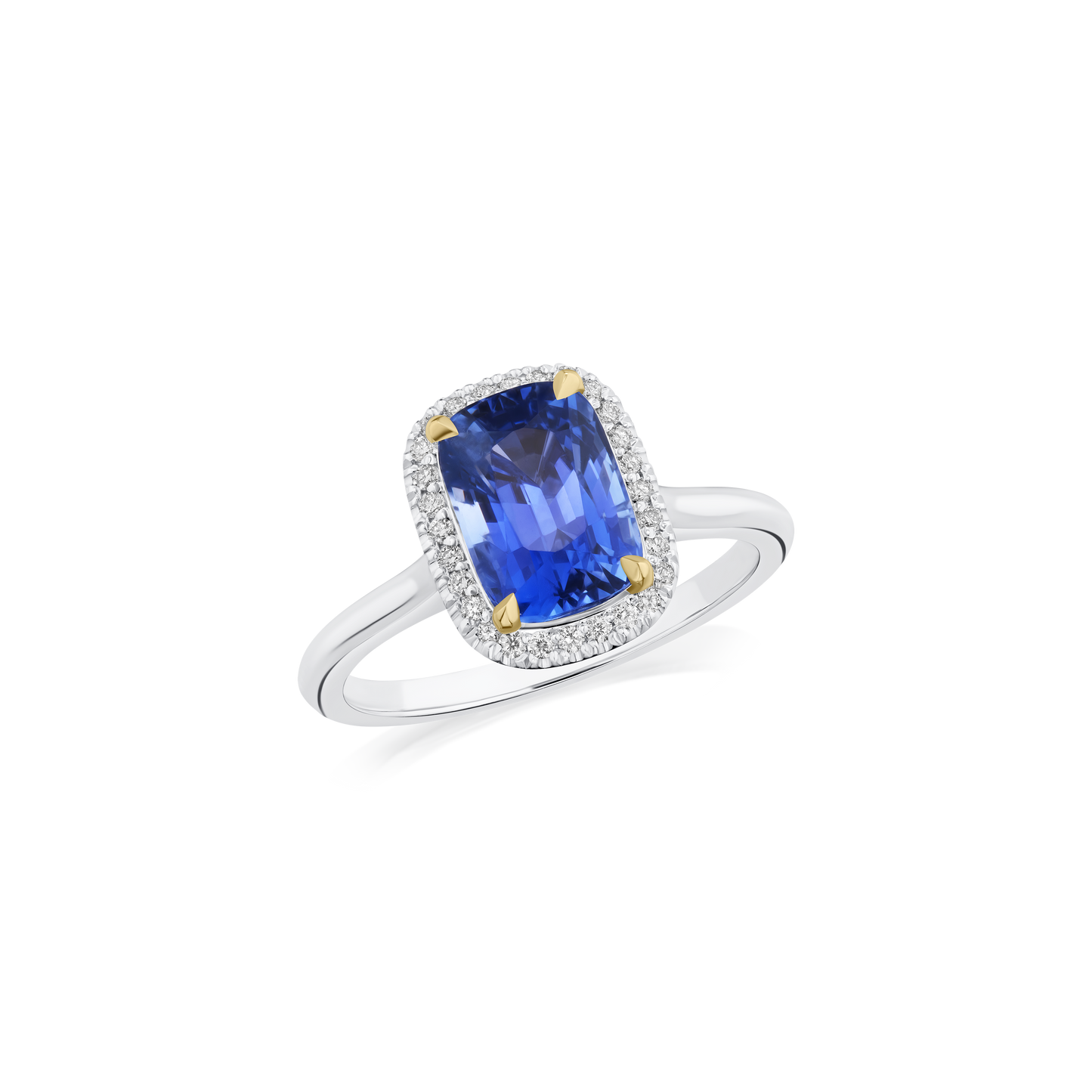 3.01ct Blue Sapphire and Diamond Halo Ring