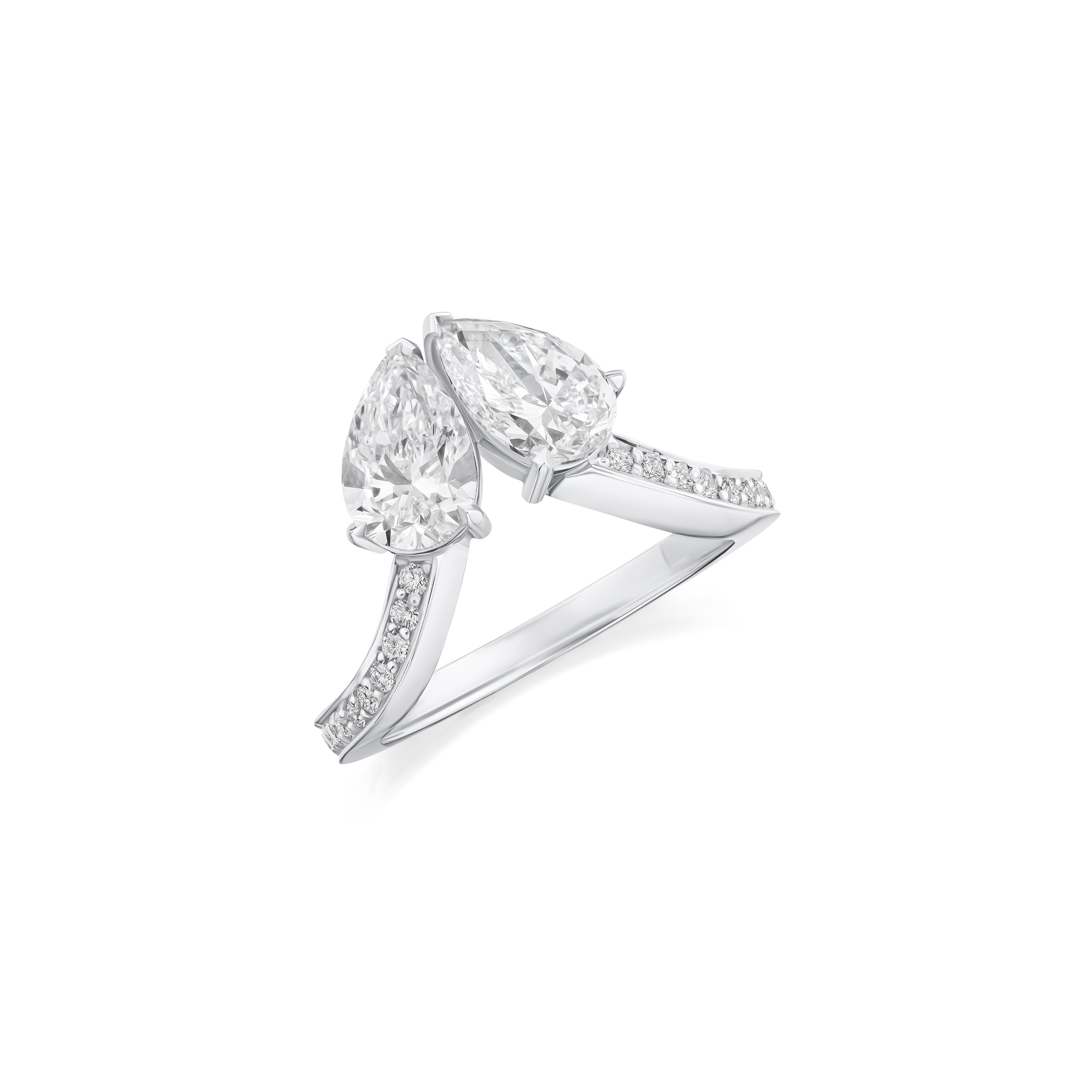 2.00ct Pear Cut Diamond Two Stone Ring