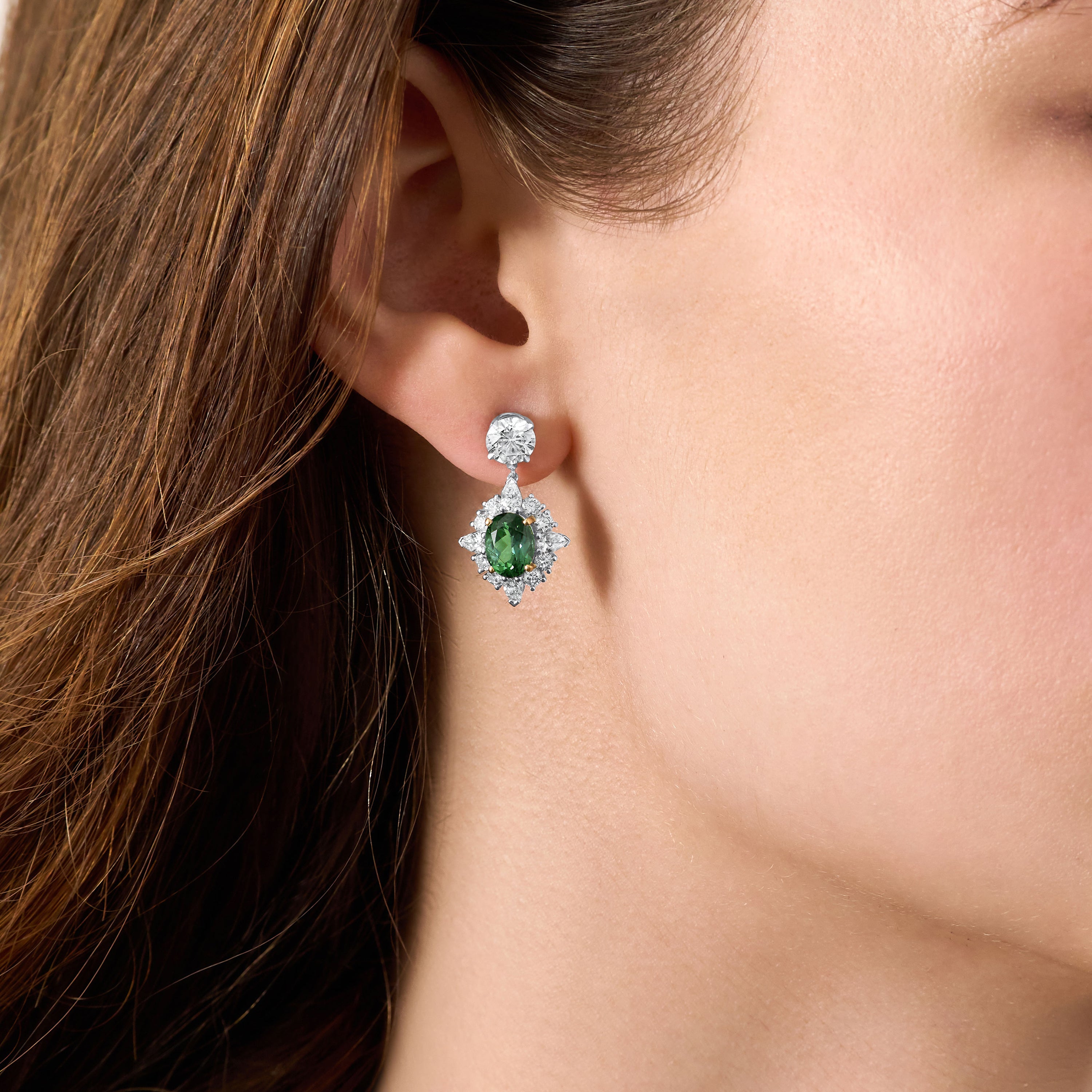 Tourmaline and Diamond Cluster Earrings