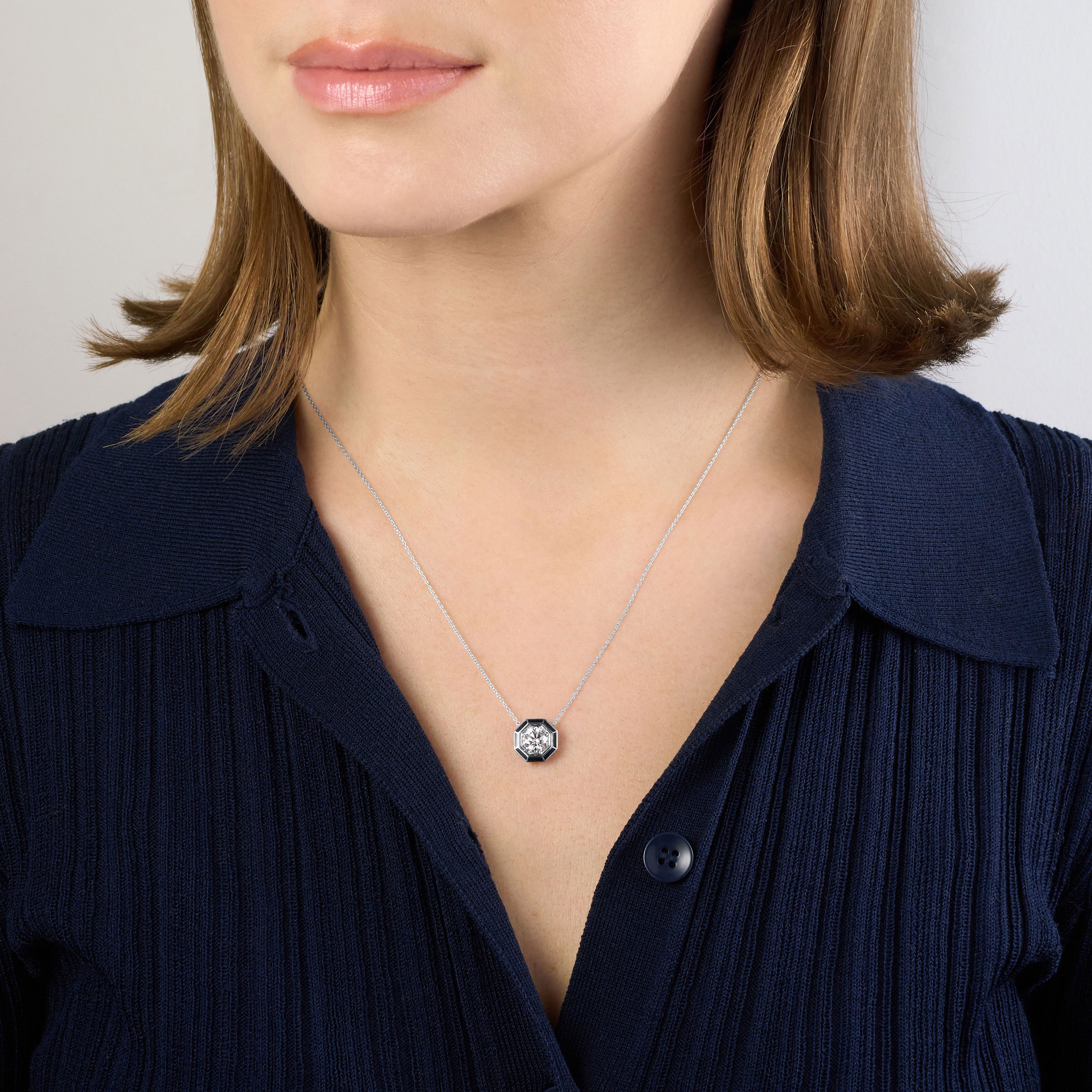 1.01ct Round Brilliant Cut Diamond and Enamel Pendant