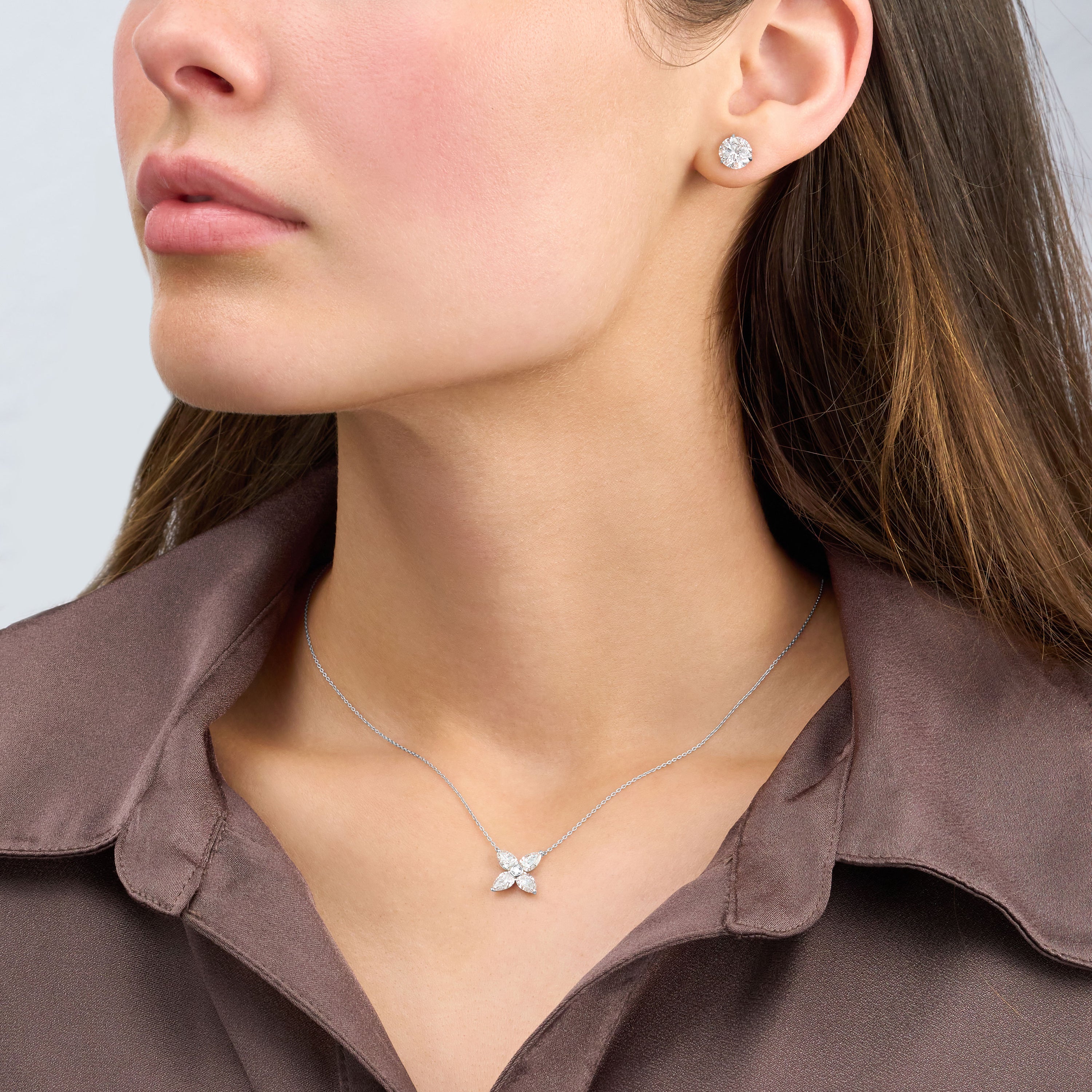 1.25ct Pear Cut Diamond Cluster Pendant