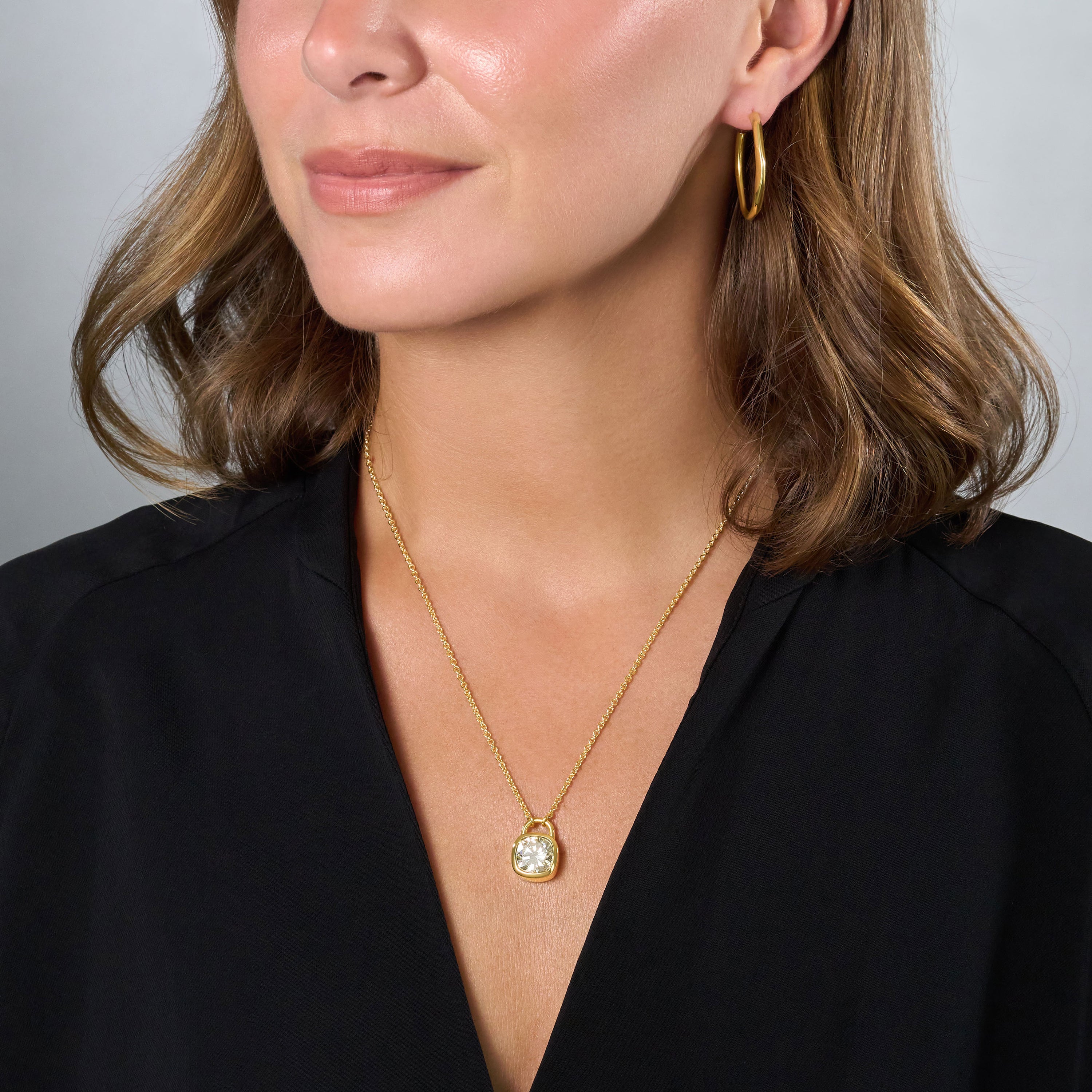 18ct Yellow Gold Diamond Padlock Pendant