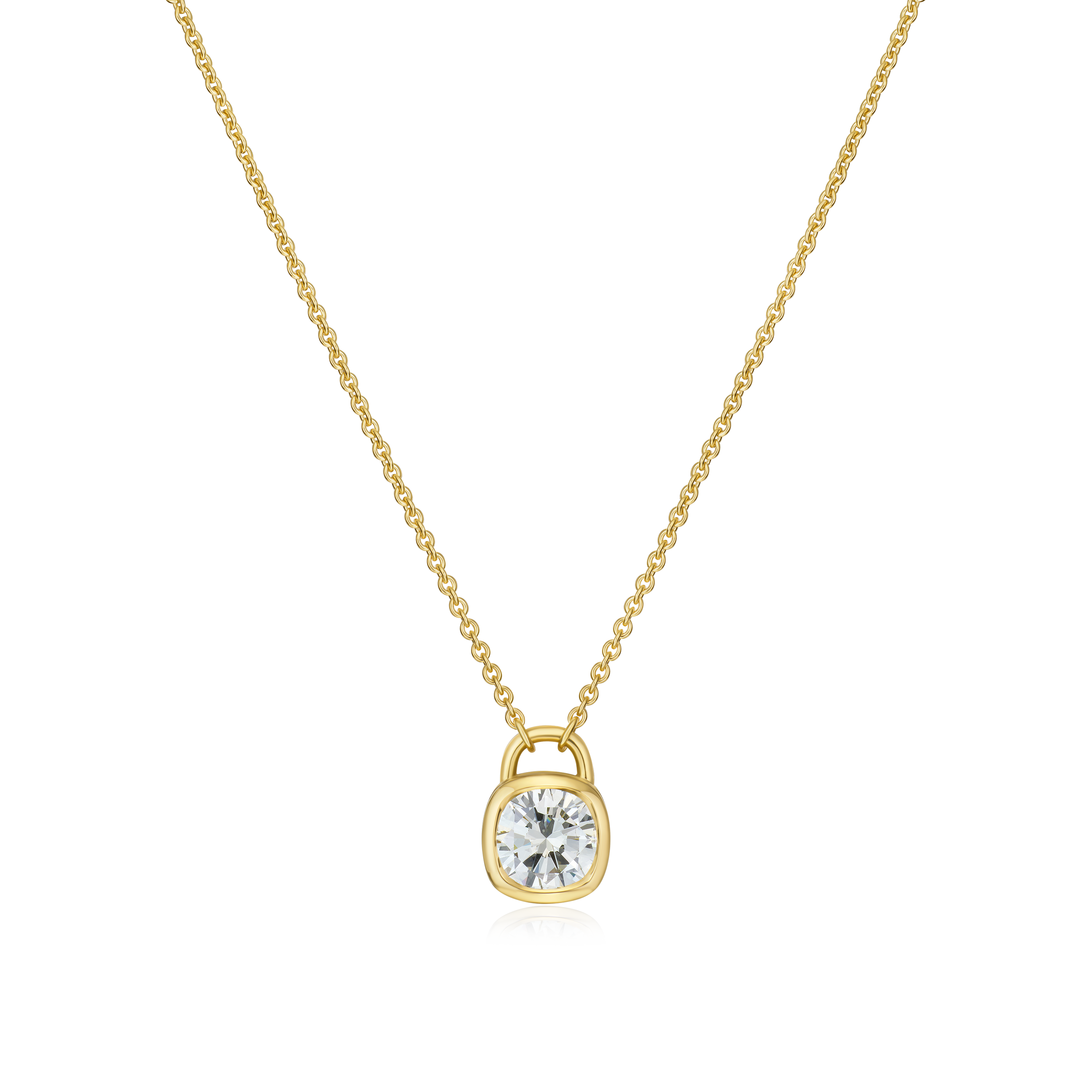 18ct Yellow Gold Diamond Padlock Pendant