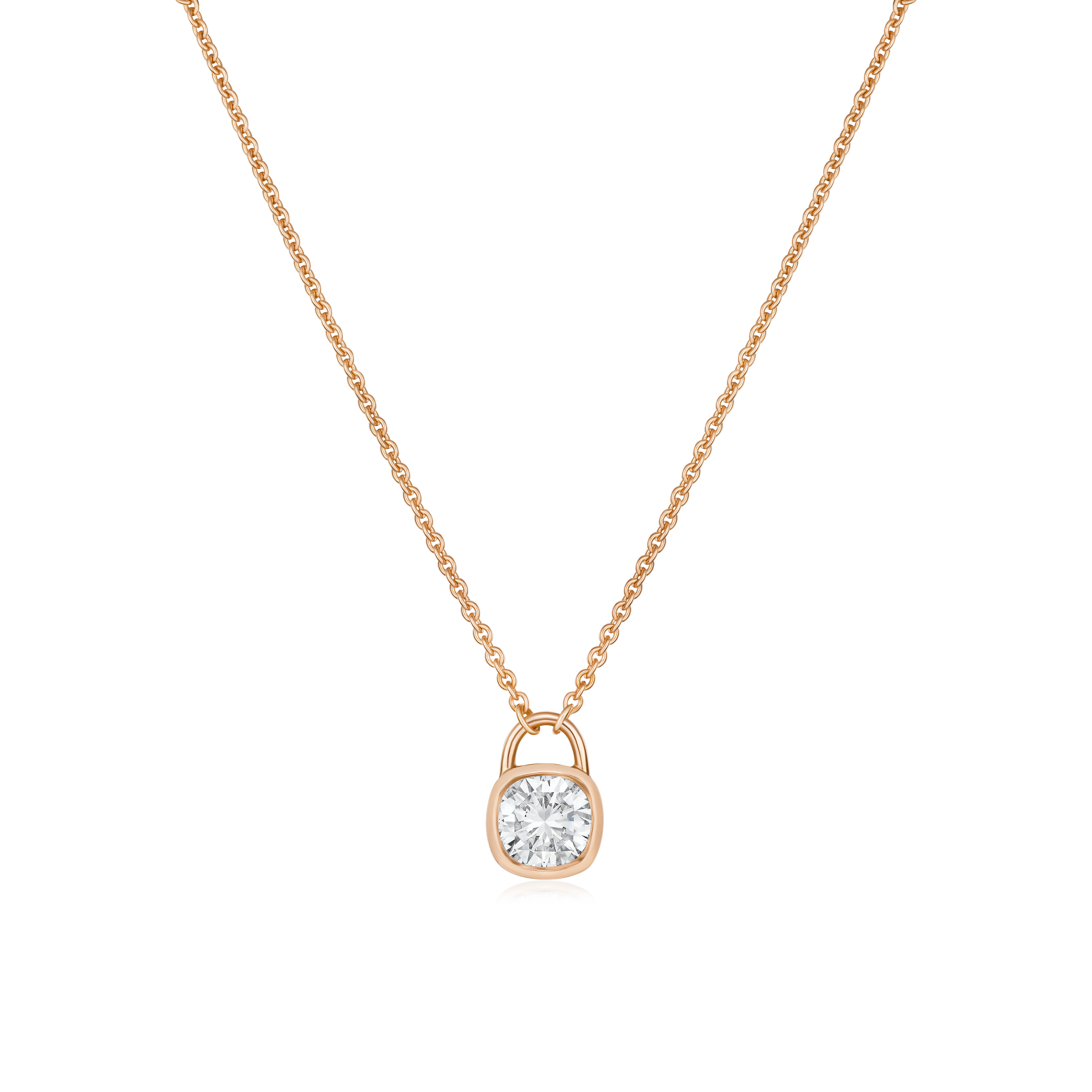 18ct Rose Gold Diamond Padlock Pendant