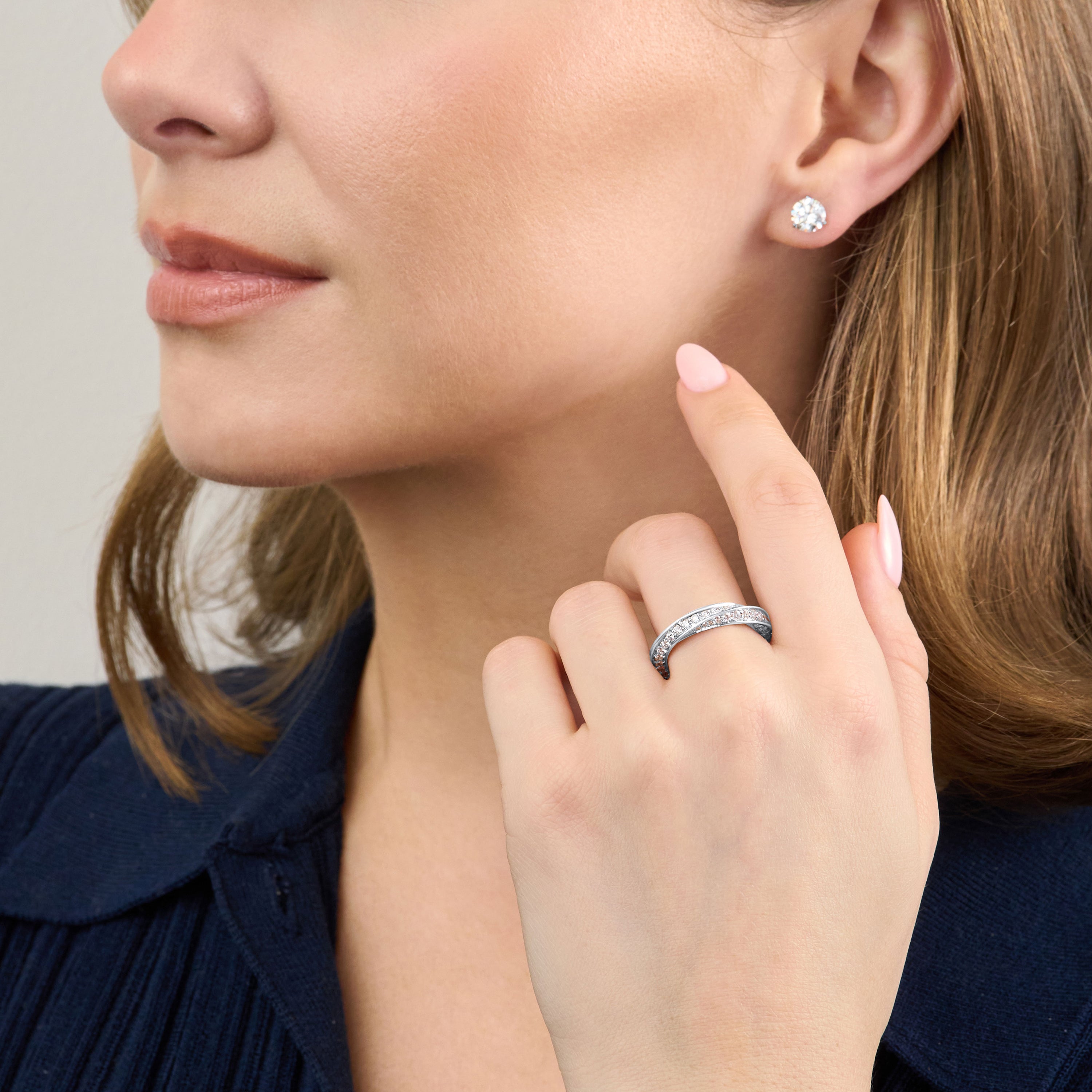 Skyline Collection Full Diamond Set Platinum Twist Ring 4.5mm