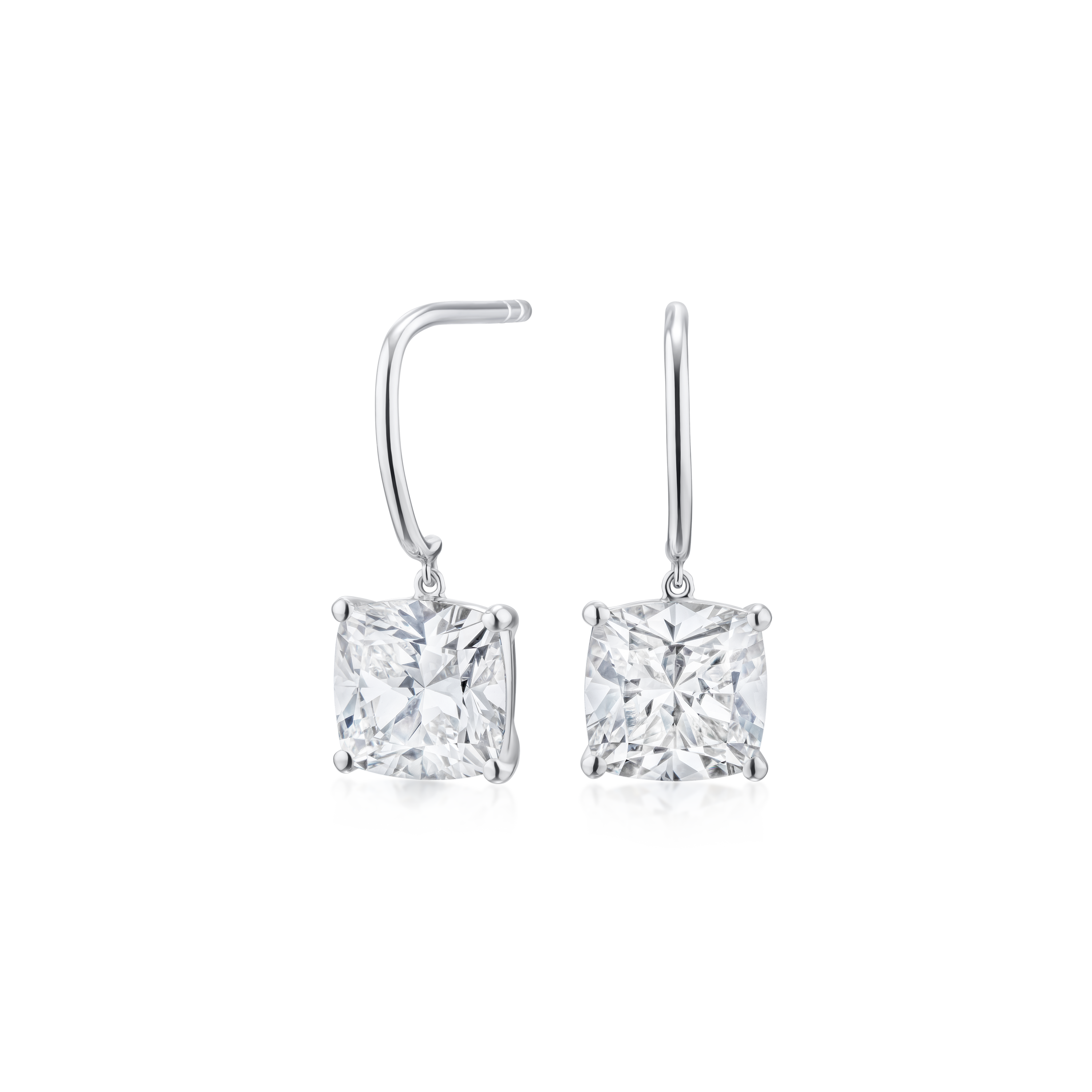 4.10ct Cushion Cut Diamond Drop Earrings