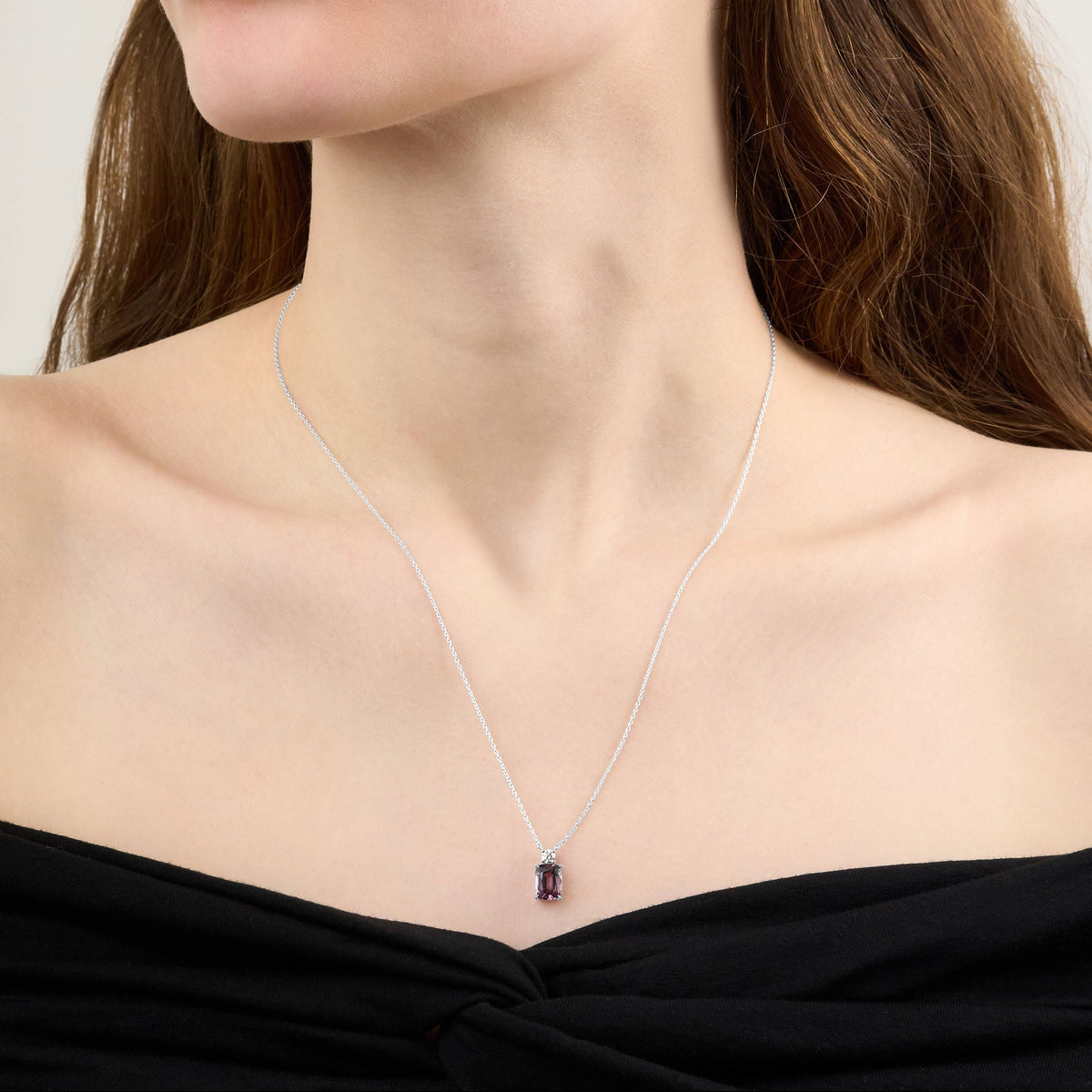 Purple Spinel and Diamond Pendant