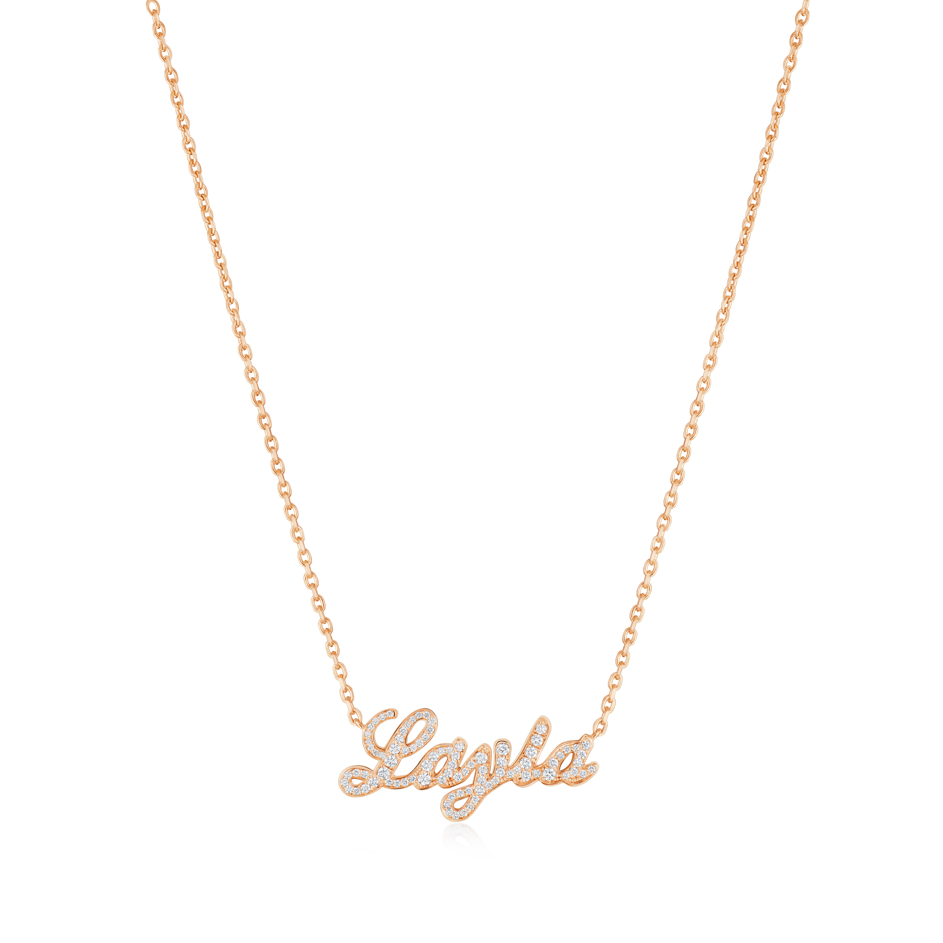 Mini Heirlooms 18ct Rose Gold Diamond Set Name Pendant