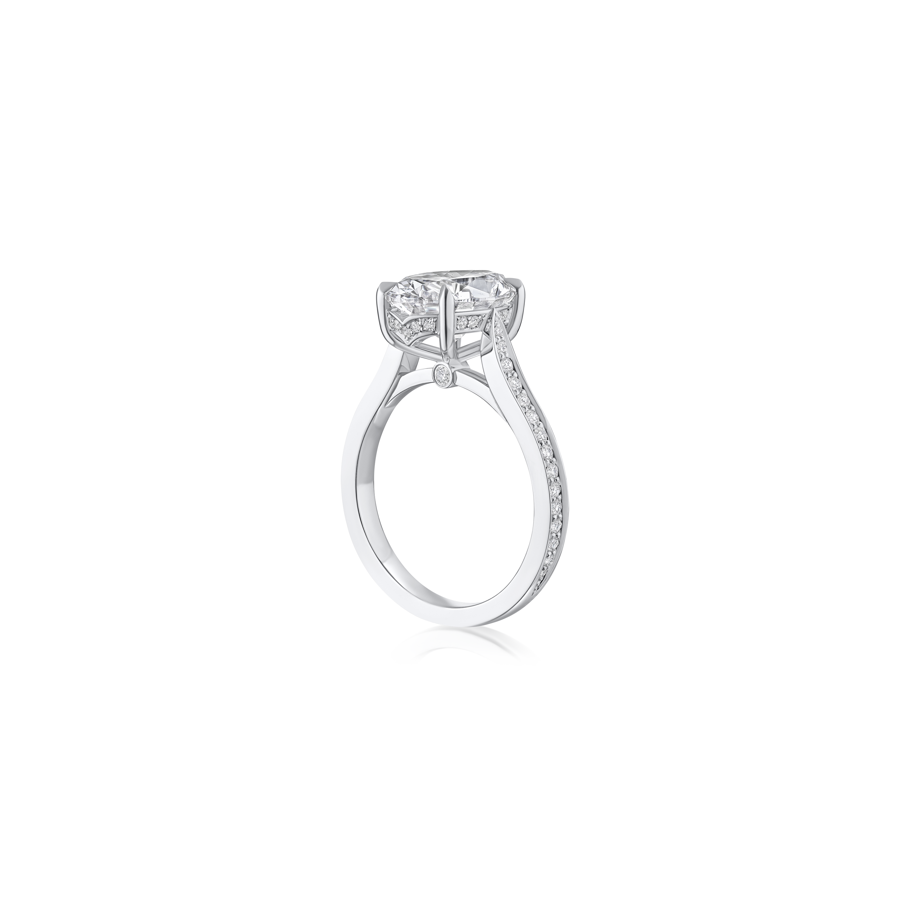 3.56ct Oval Cut Diamond Ring With Diamond Set Shoulders and Bezels