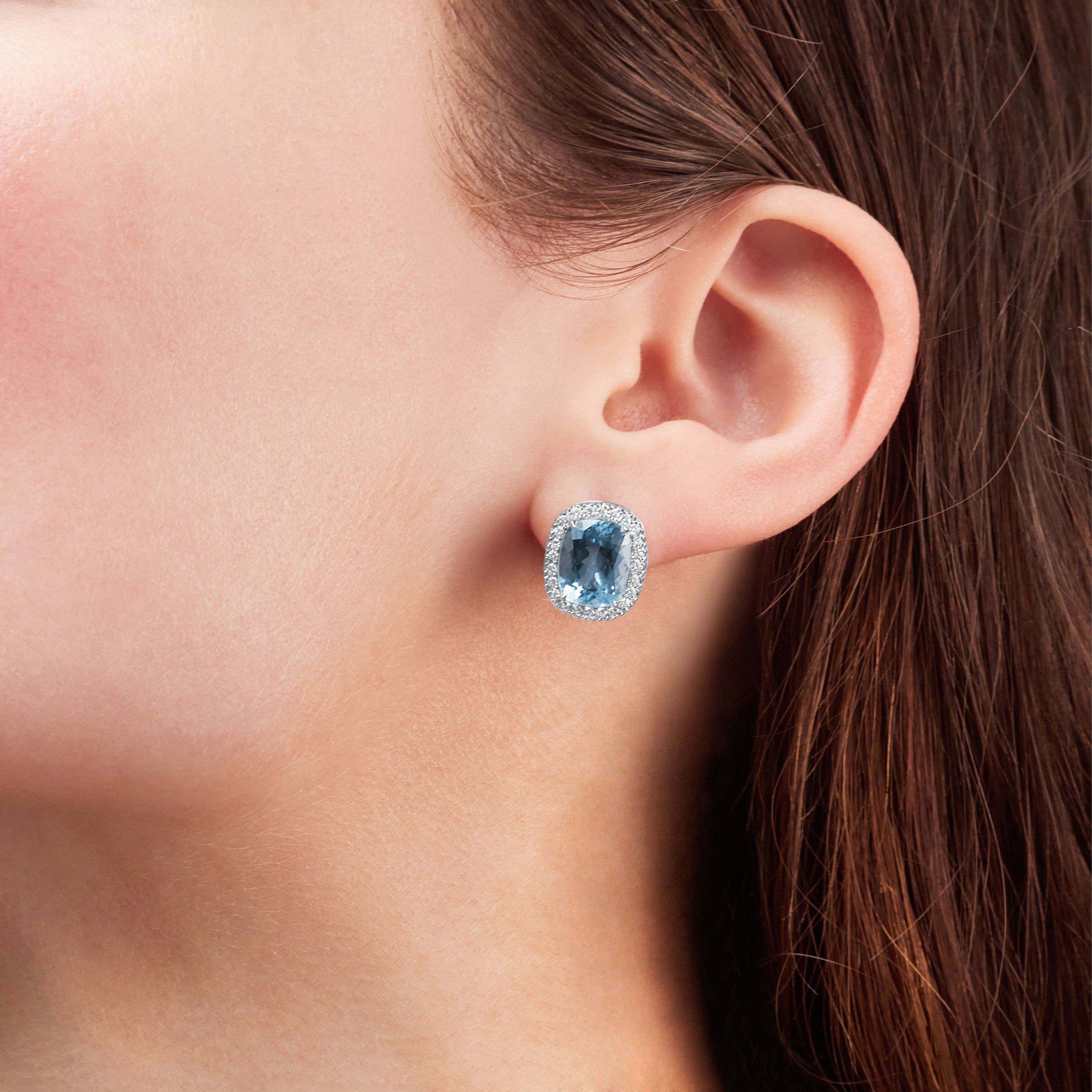 5.48ct Aquamarine and Diamond Cluster Earrings