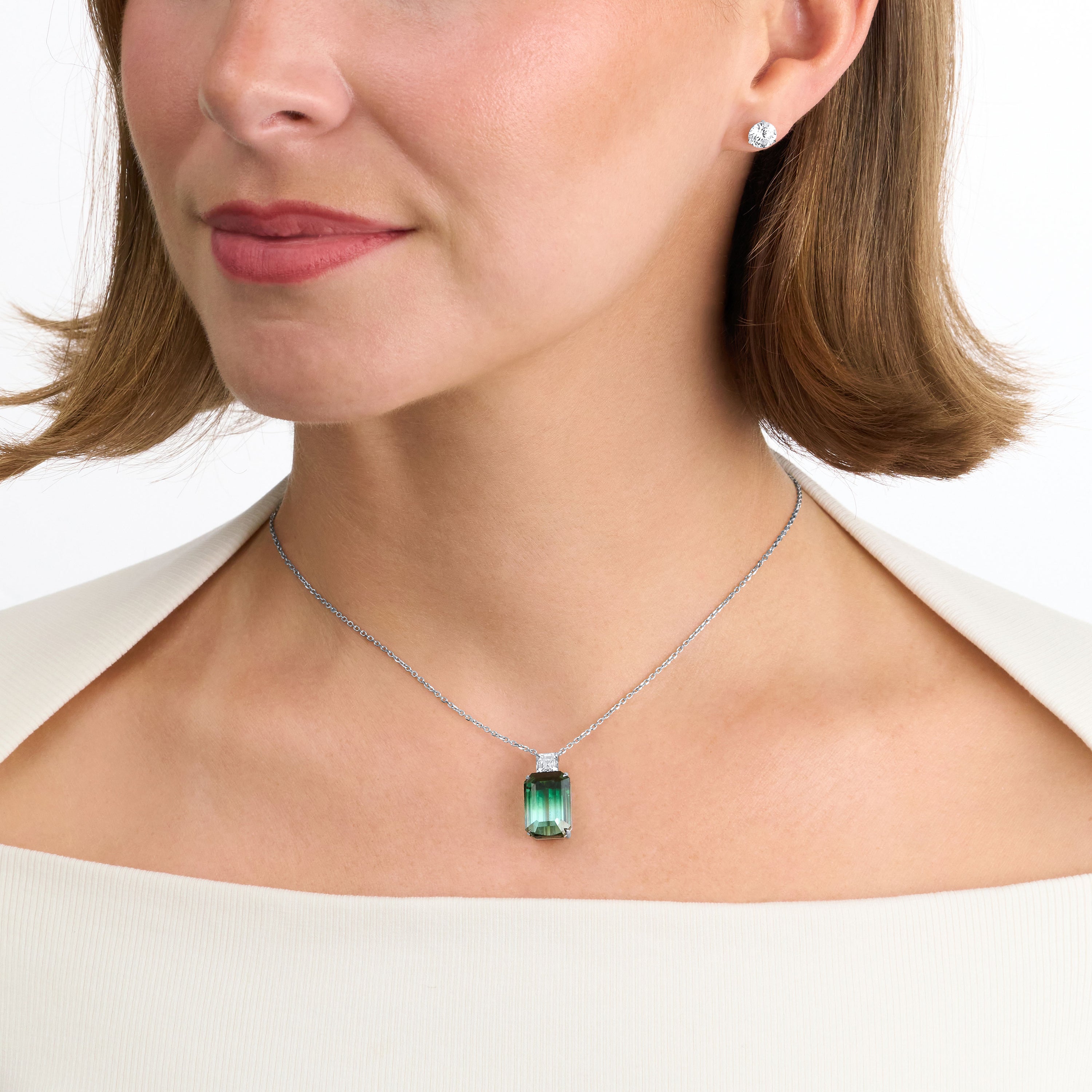 11.91ct Bi-Colour Tourmaline and Diamond Pendant