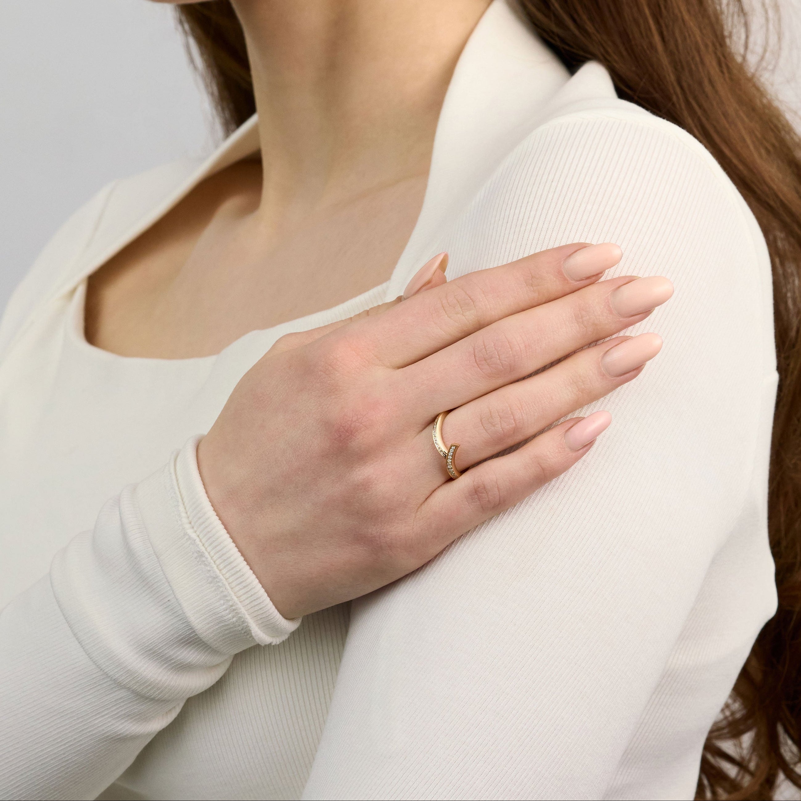 Skyline 18ct Rose Gold Curve Ring