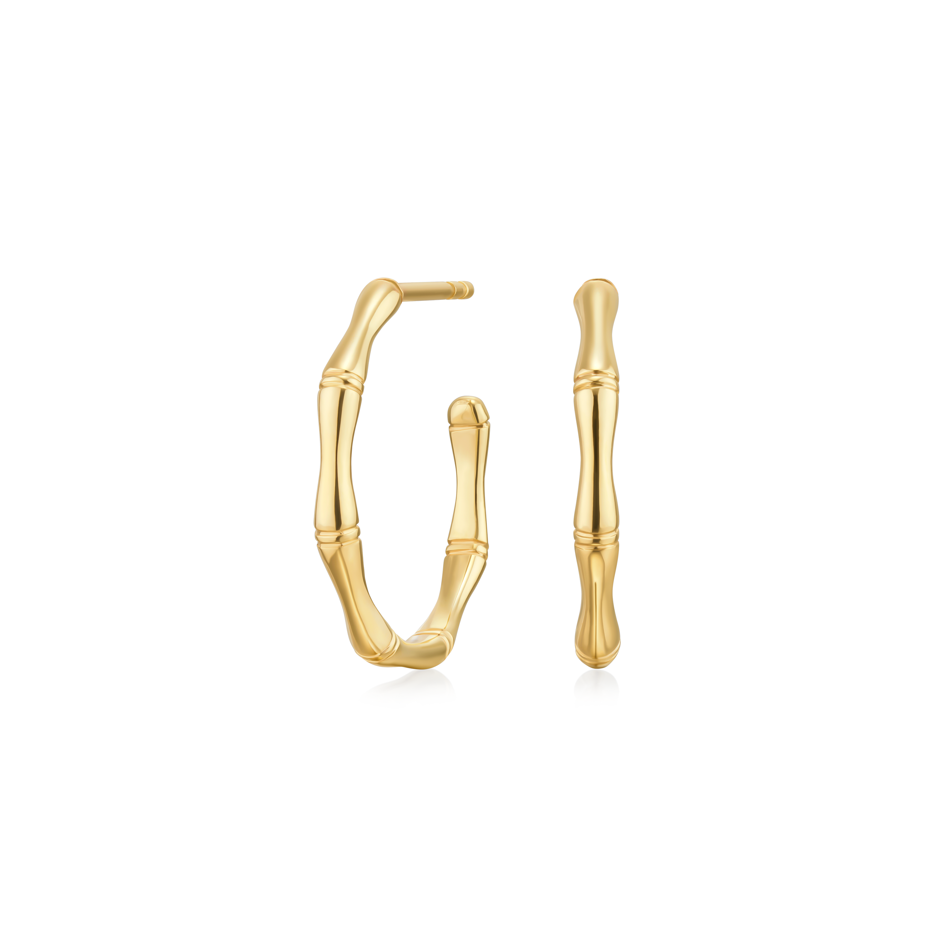 9ct Yellow Gold Bamboo Hoop Earrings