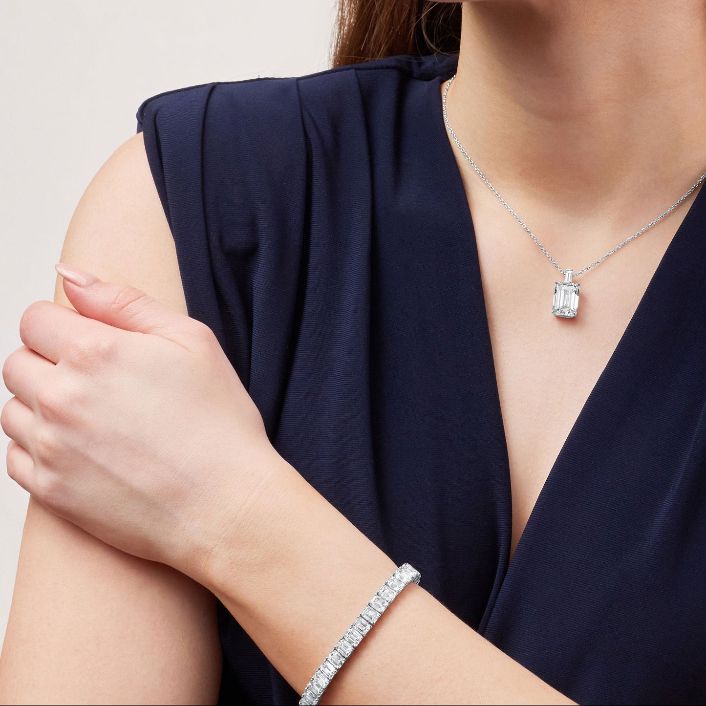 25.00ct Emerald Cut Diamond Line Bracelet