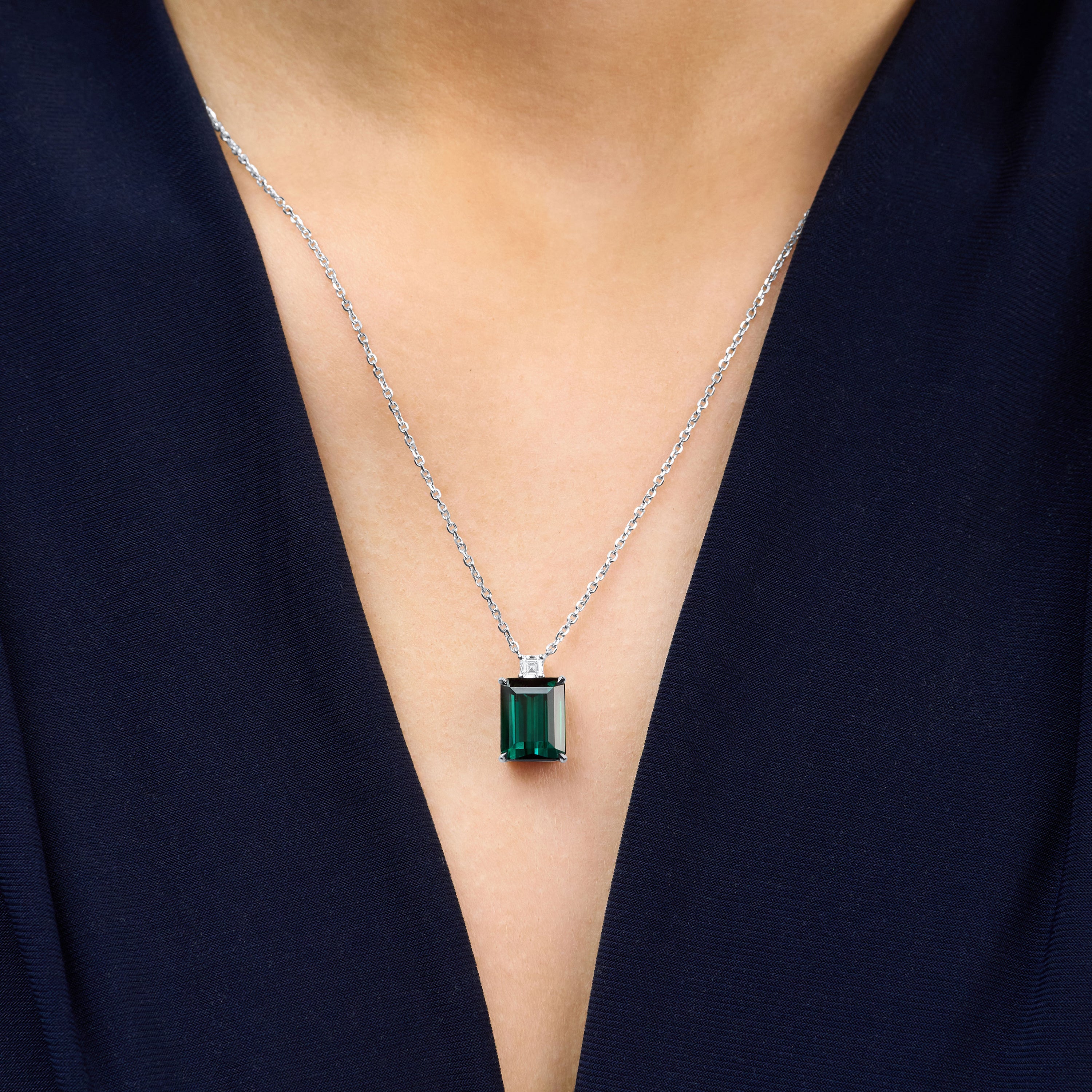 4.84ct Lagoon Tourmaline and Diamond Pendant