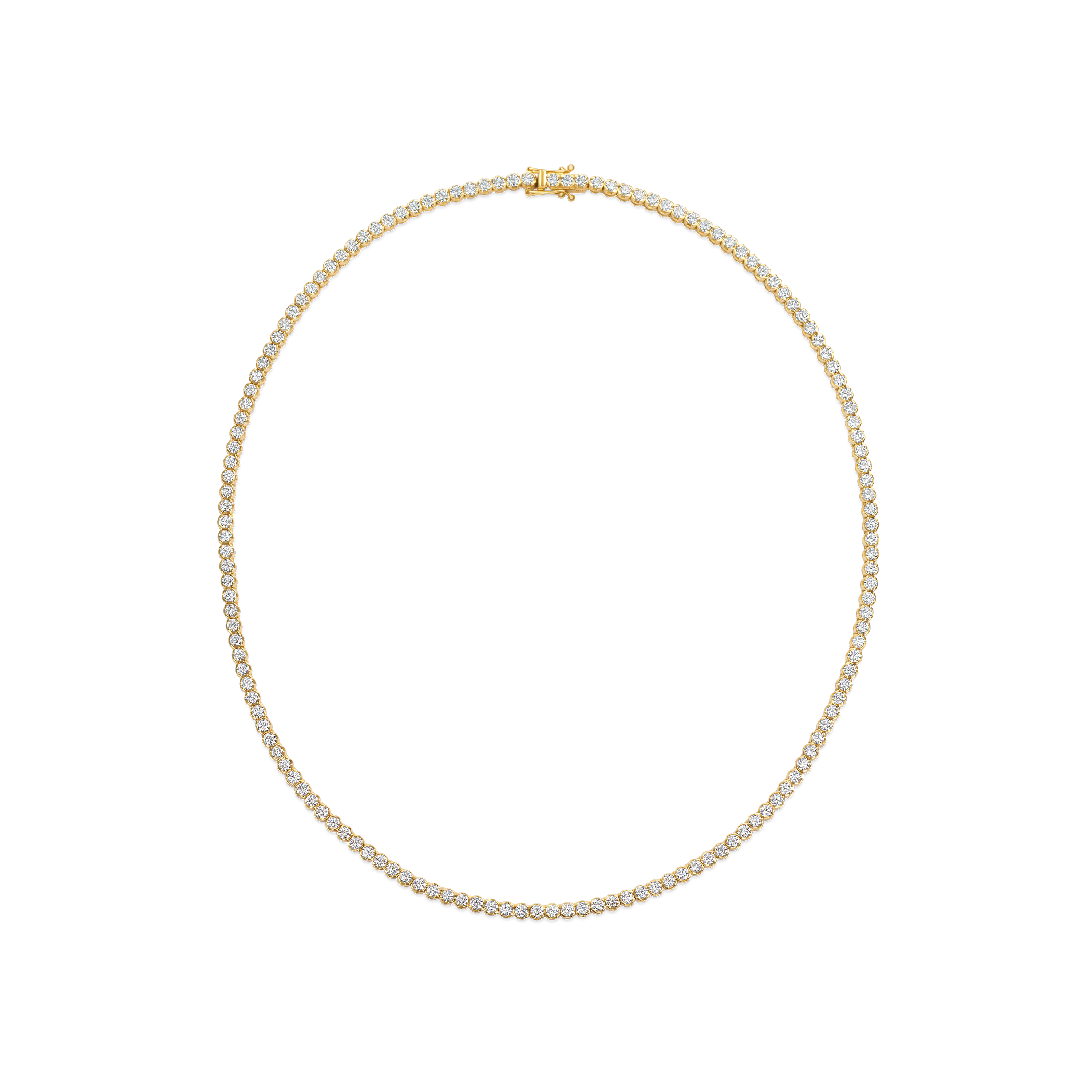 18ct Yellow Gold Round Brilliant Cut Diamond Line Necklace