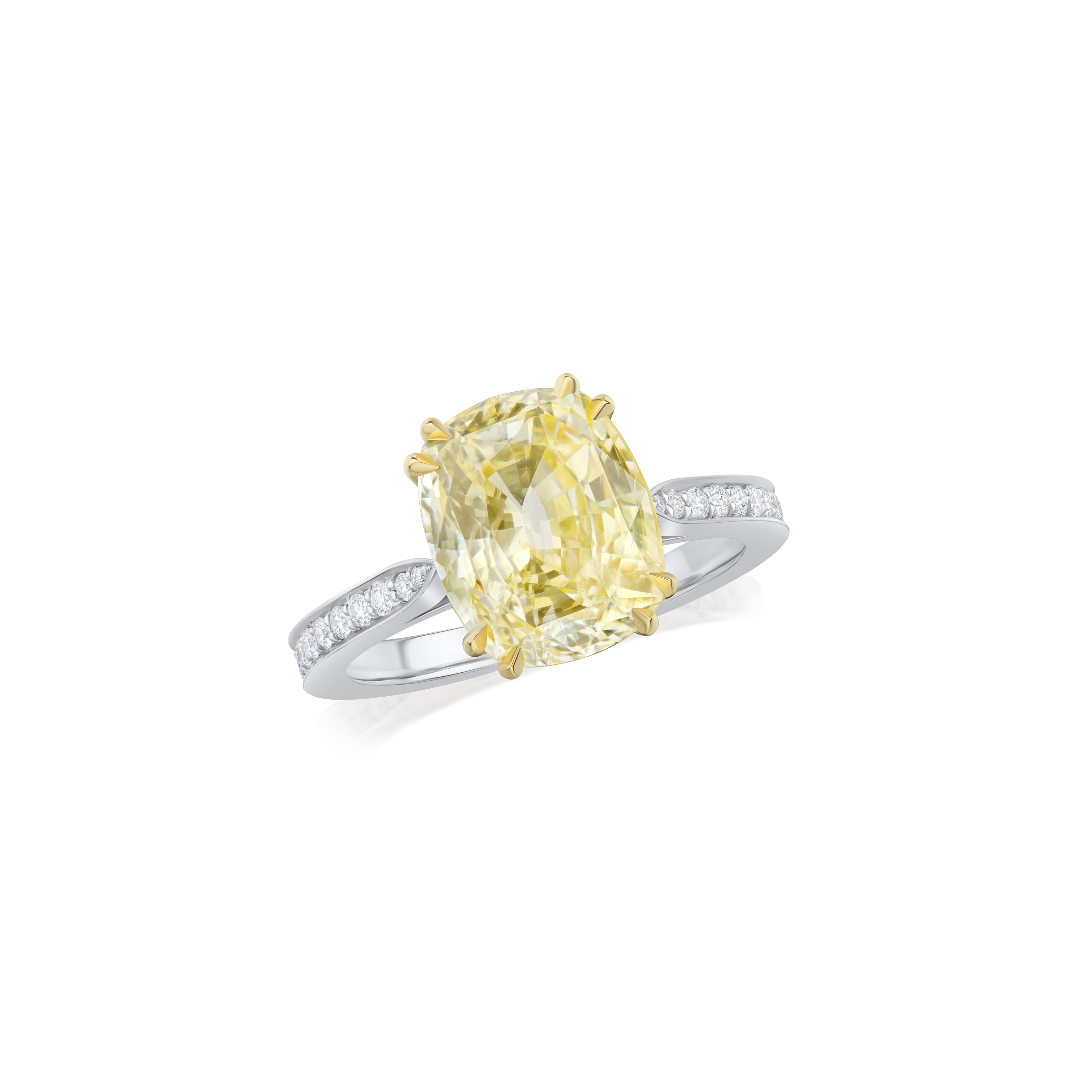 5.78ct Yellow Sapphire Ring With Diamond Set Shoulders
