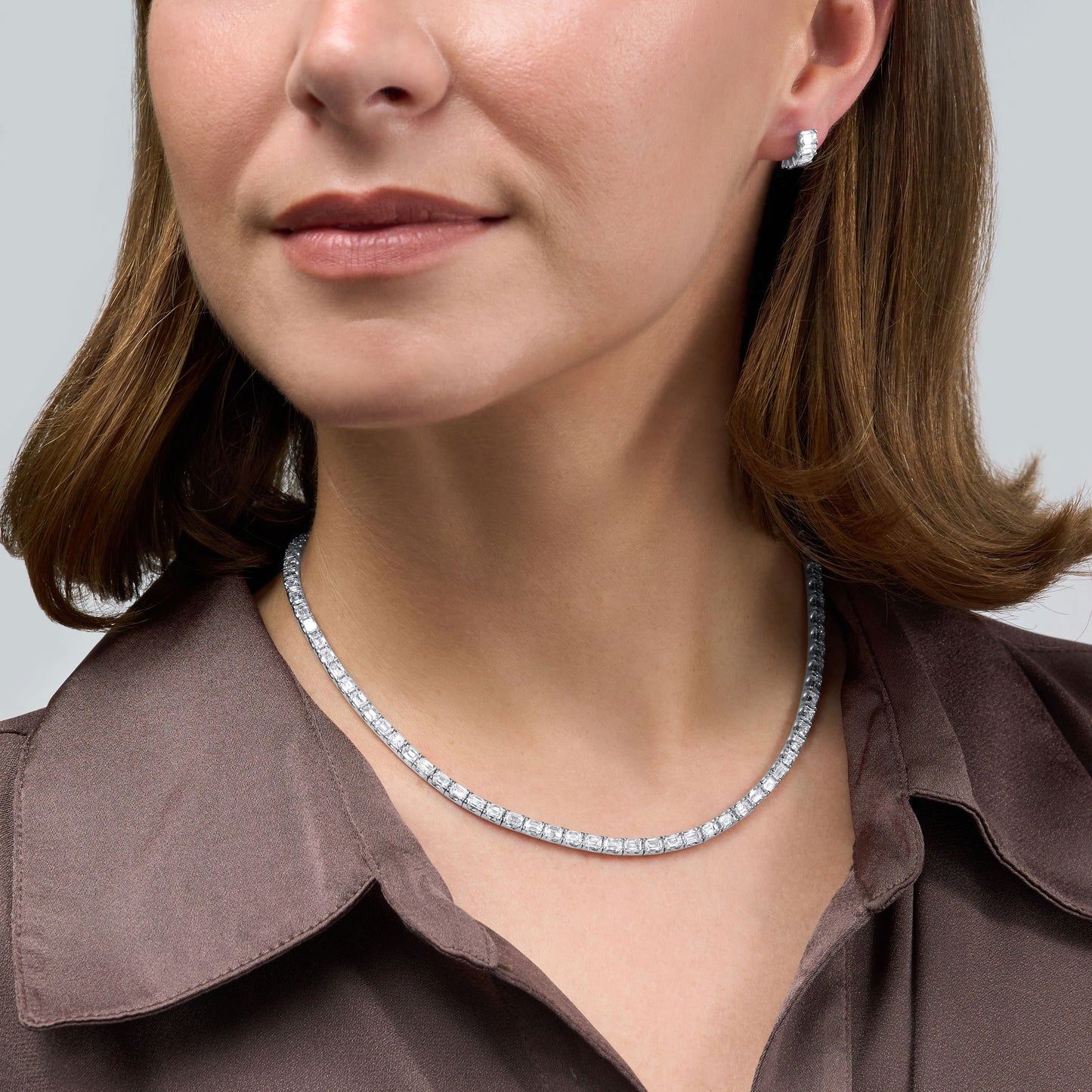 12.46ct Emerald Cut Diamond Line Necklace