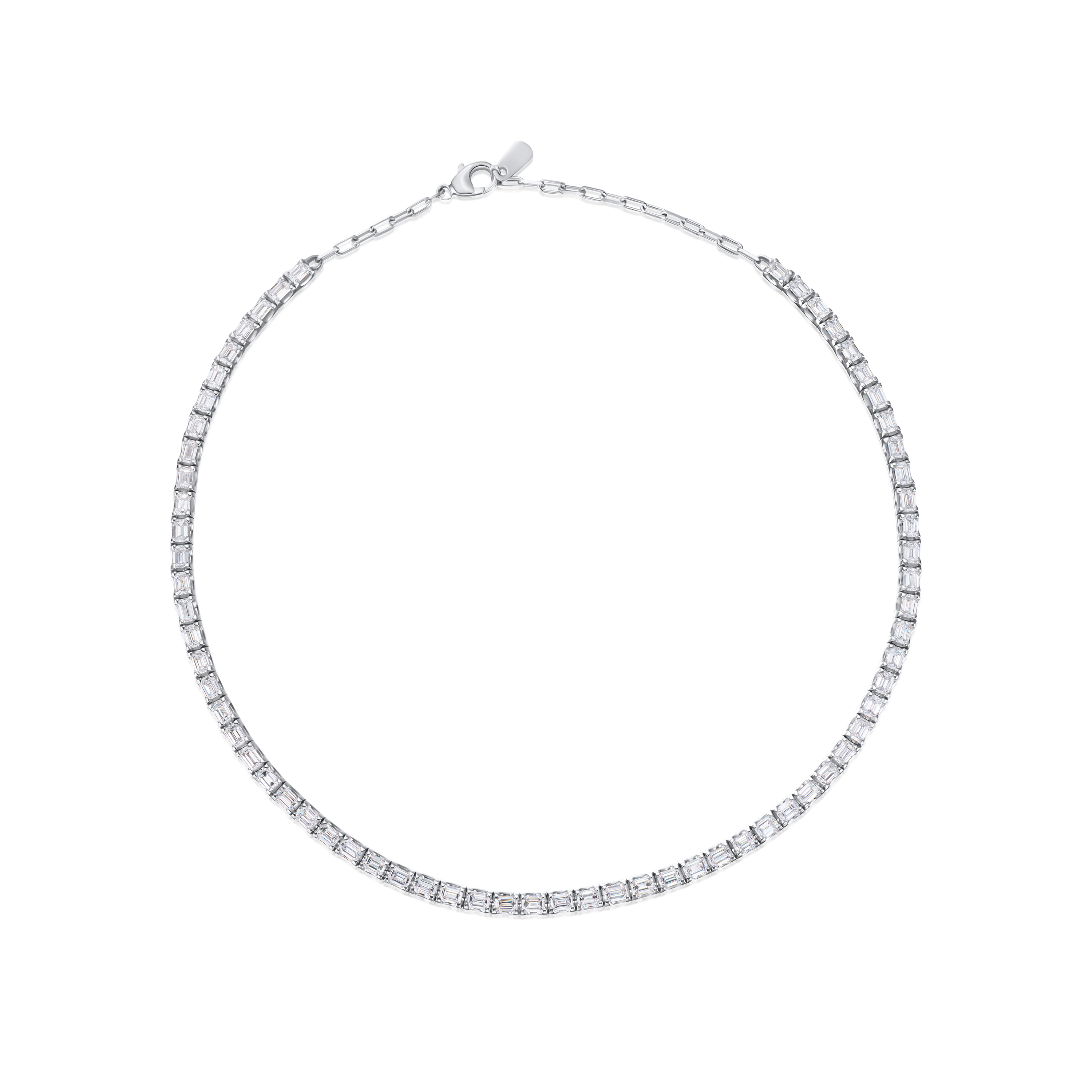 12.46ct Emerald Cut Diamond Line Necklace