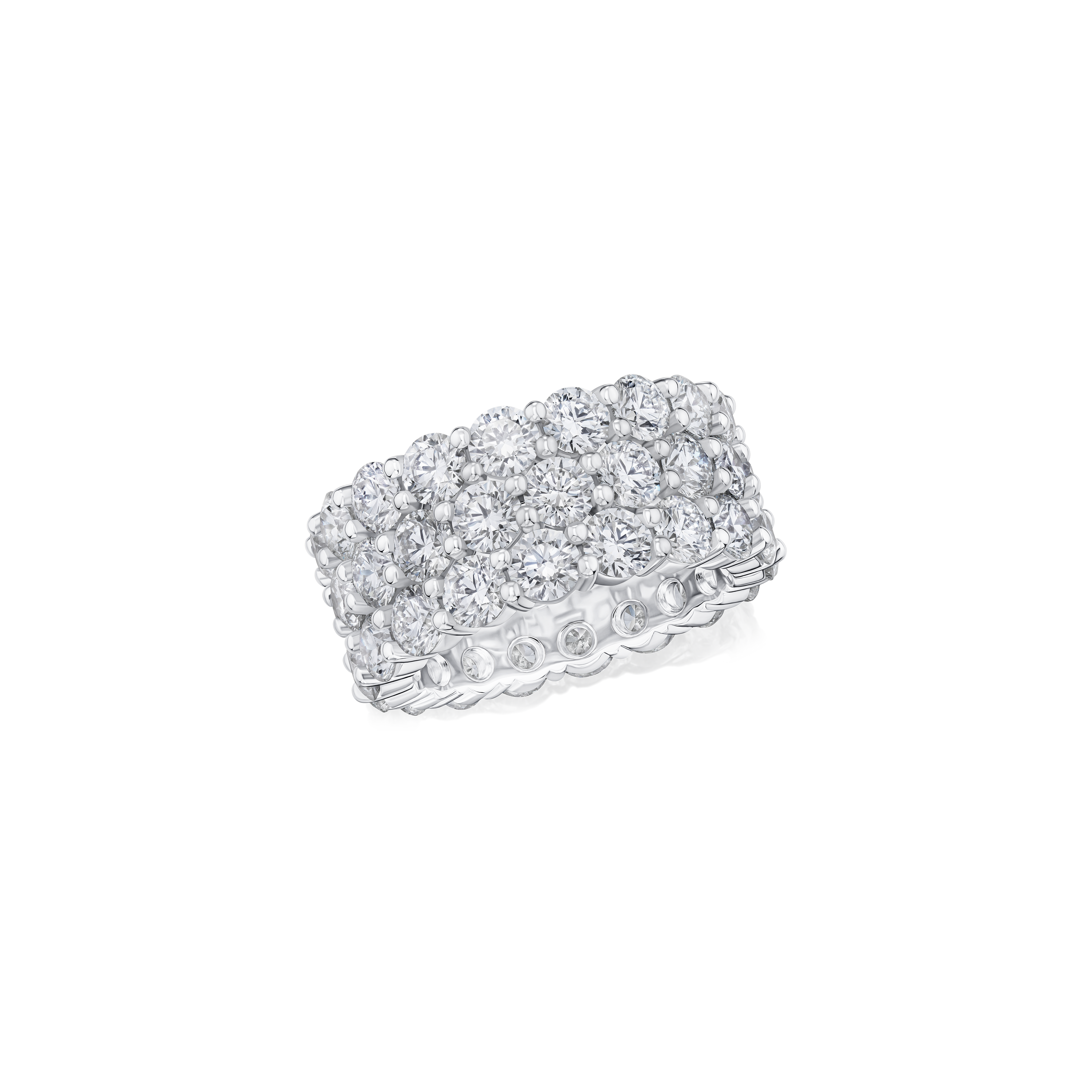 9.93ct Three Row Diamond Wave Ring