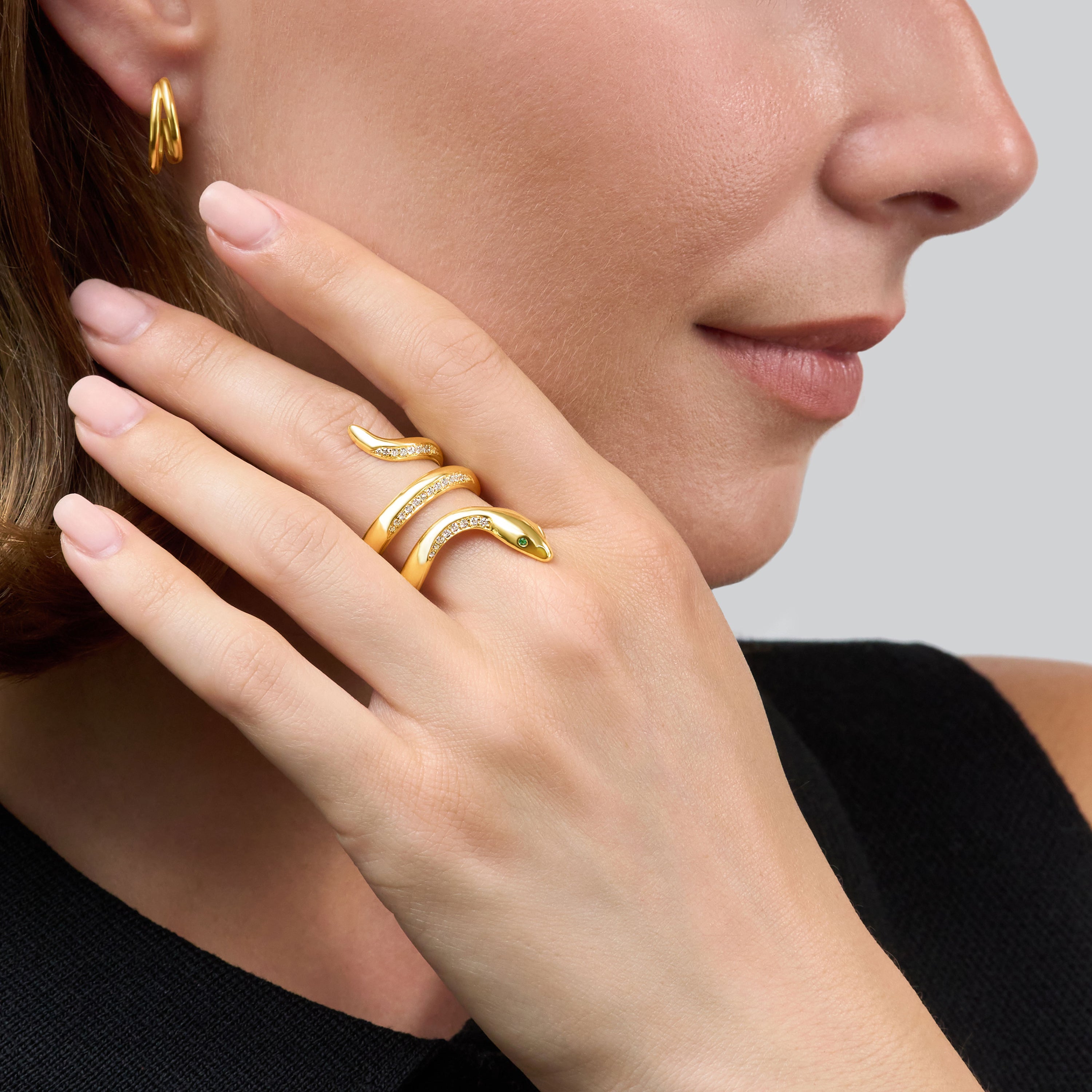 18ct Yellow Gold Diamond Set Snake Ring