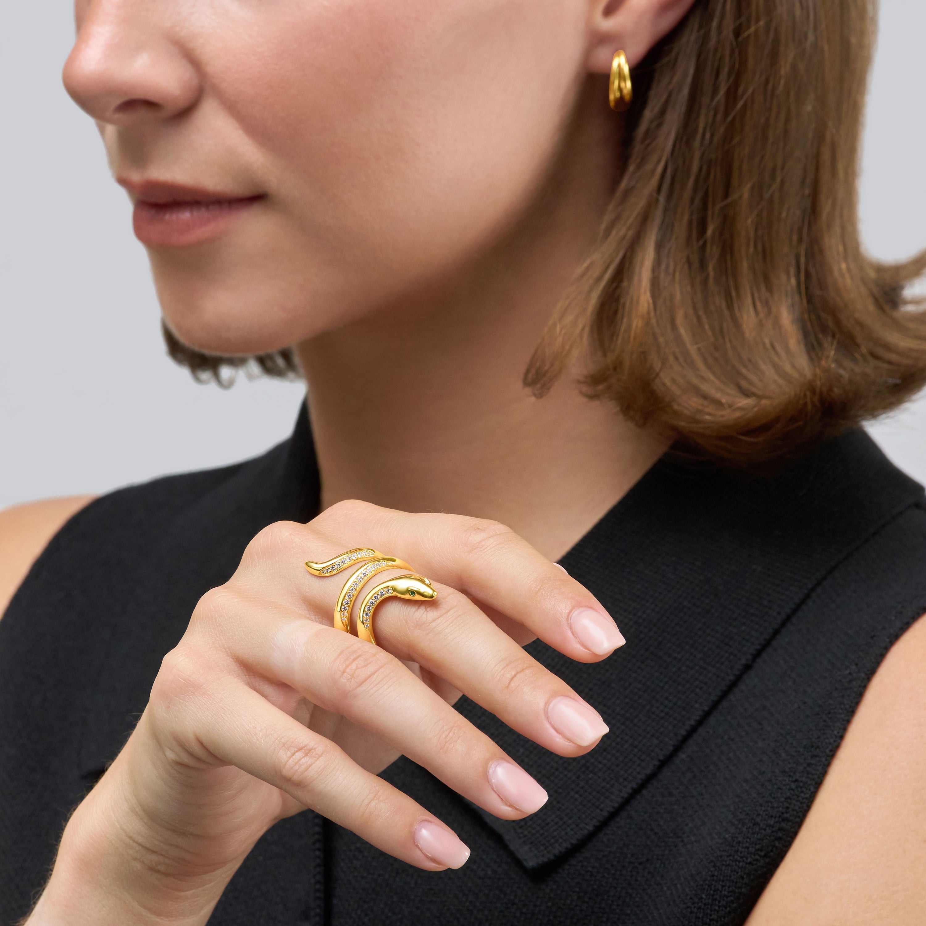 18ct Yellow Gold Diamond Set Snake Ring