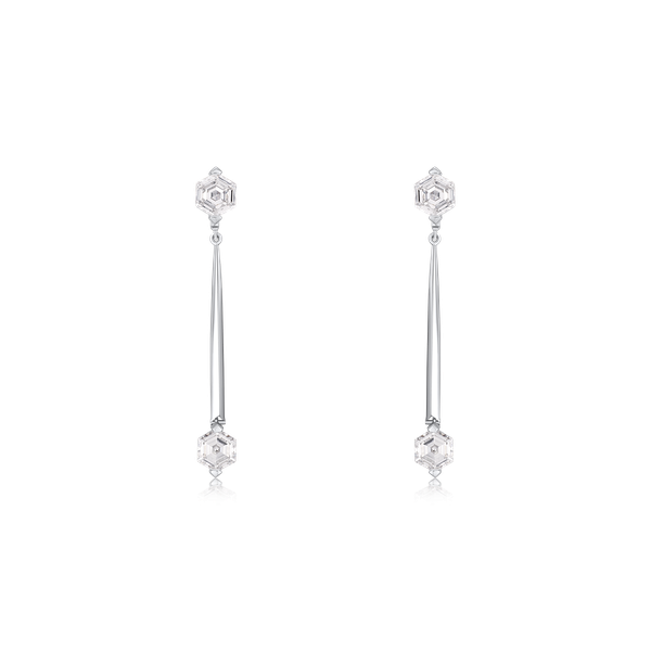 1.64cts Hexagon-Cut Diamond Slide On/Off Stud Earrings