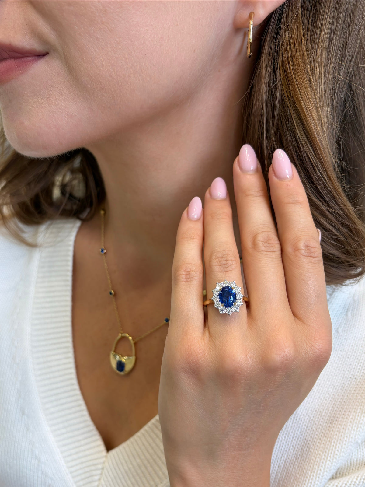 3.64ct Sapphire and Diamond Ravello Cluster Ring