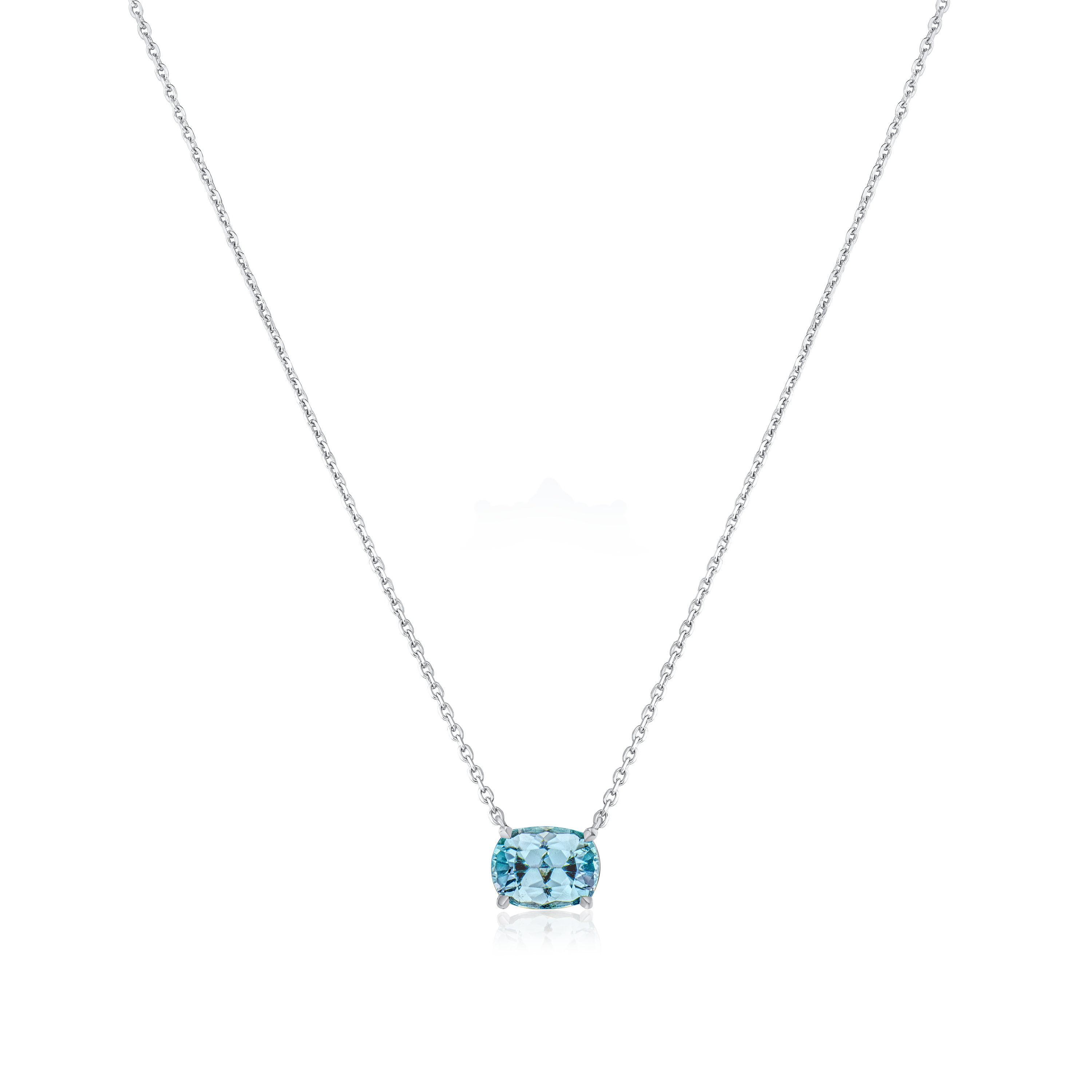 Aquamarine Solitaire Platinum Pendant