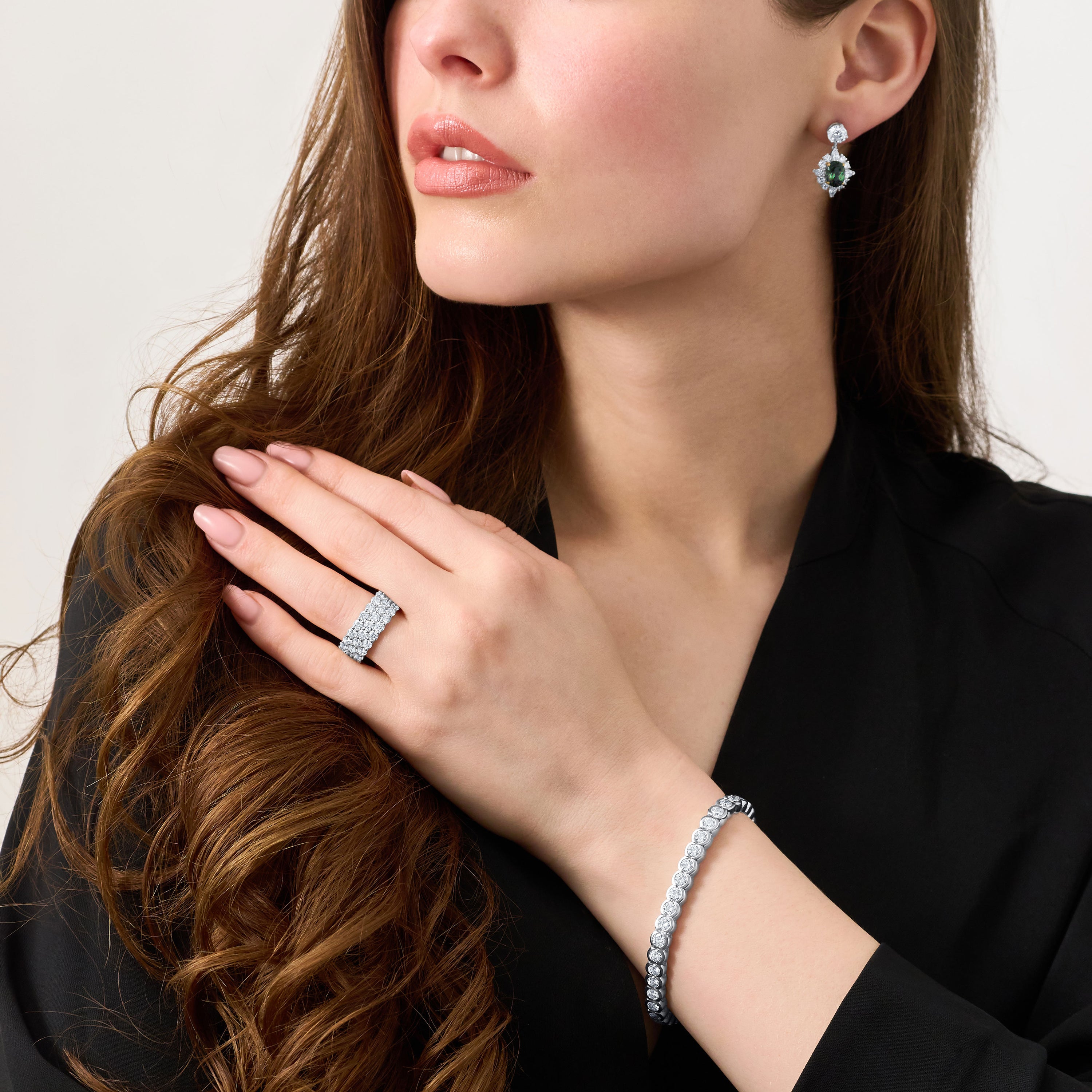Tourmaline and Diamond Cluster Earrings